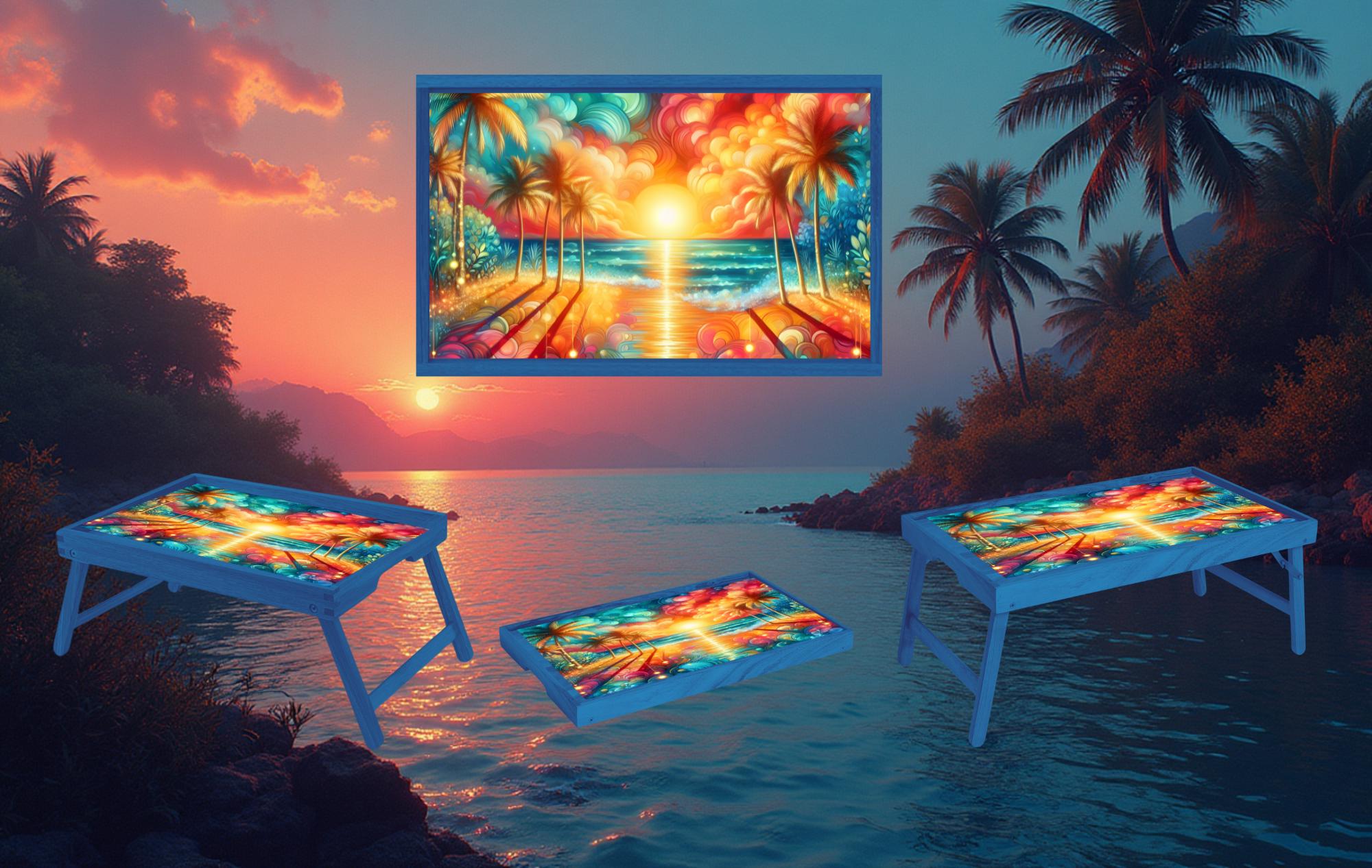 Beach Foldable Wooden TV Tray or Bed tray/lap Desk, 2 Sizes and Multiple Images Available.