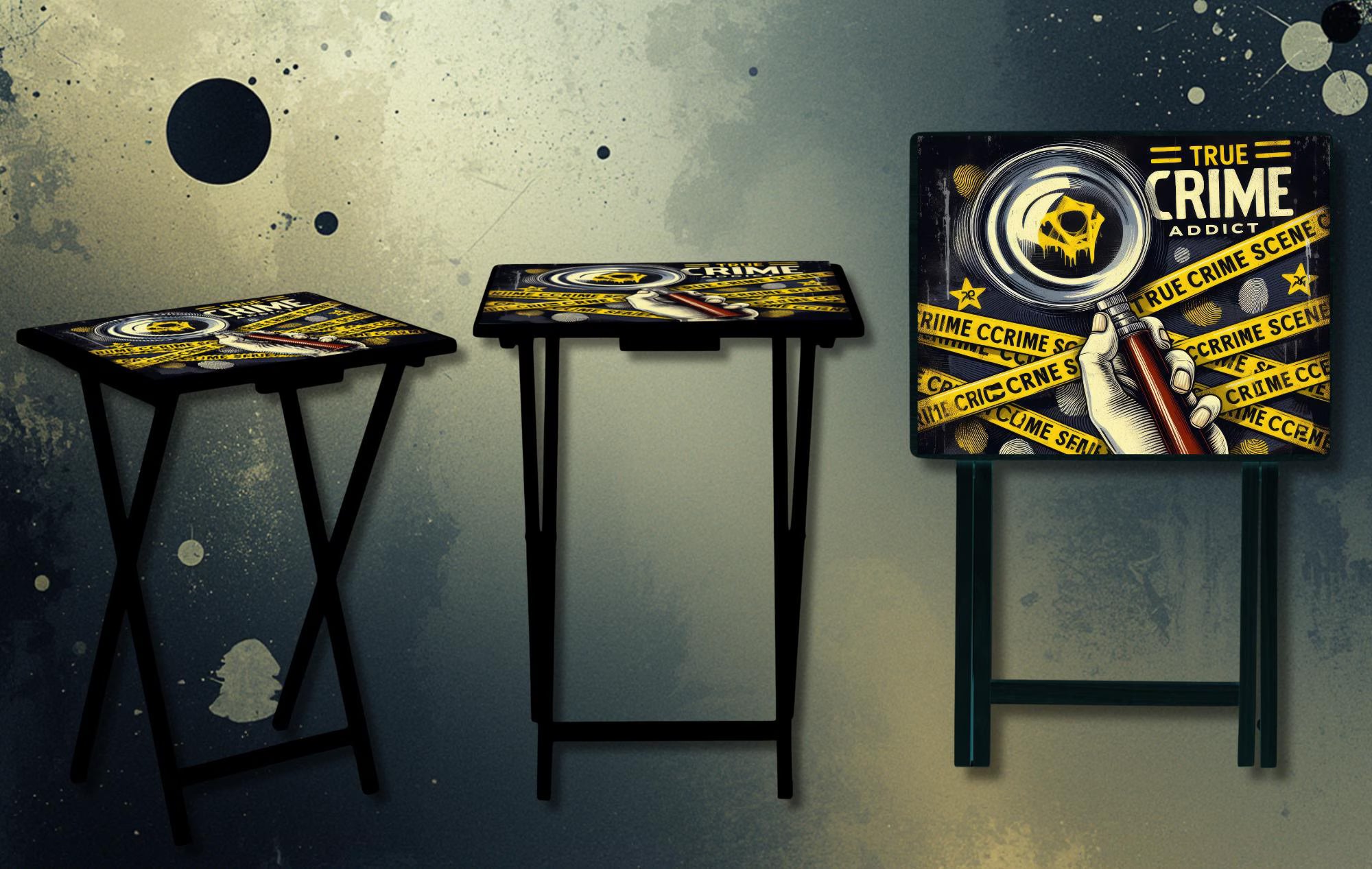 True Crime Foldable Wooden TV Tray or Bed tray/lap Desk. Snacks? Check. Show? Check. Theories? Always, 2 Sizes and Multiple Images Available.