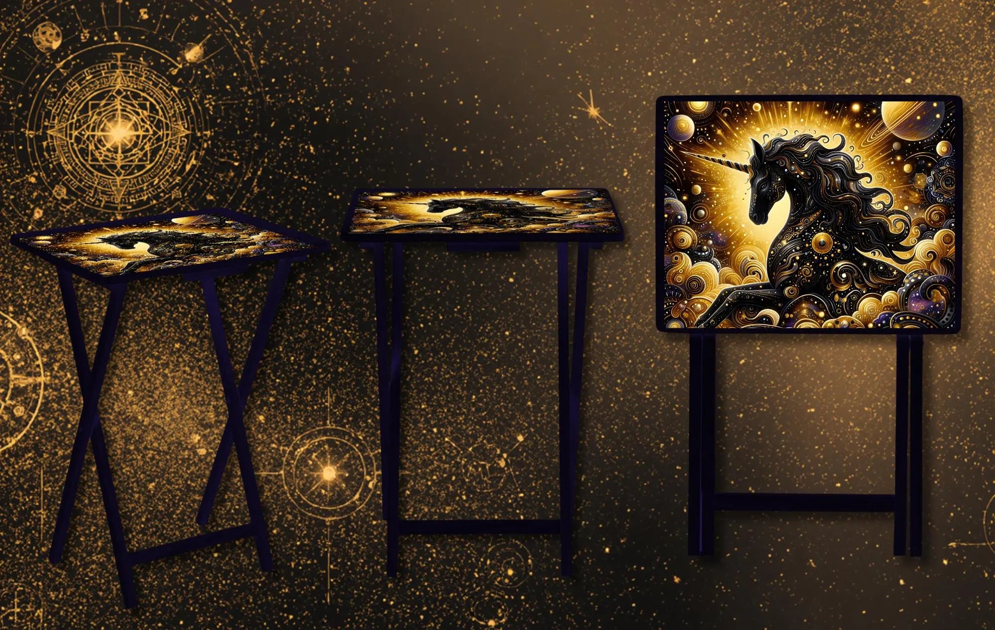 Unicorn Foldable Wooden TV Tray or Bed tray/lap Desk, 2 Sizes and Multiple Images Available.
