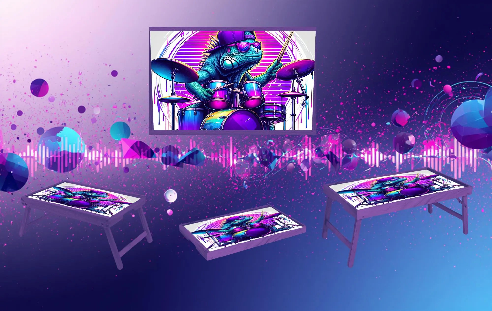 Music Foldable Wooden TV Tray or Bed tray/lap Desk, 2 Sizes and Multiple Images Available.