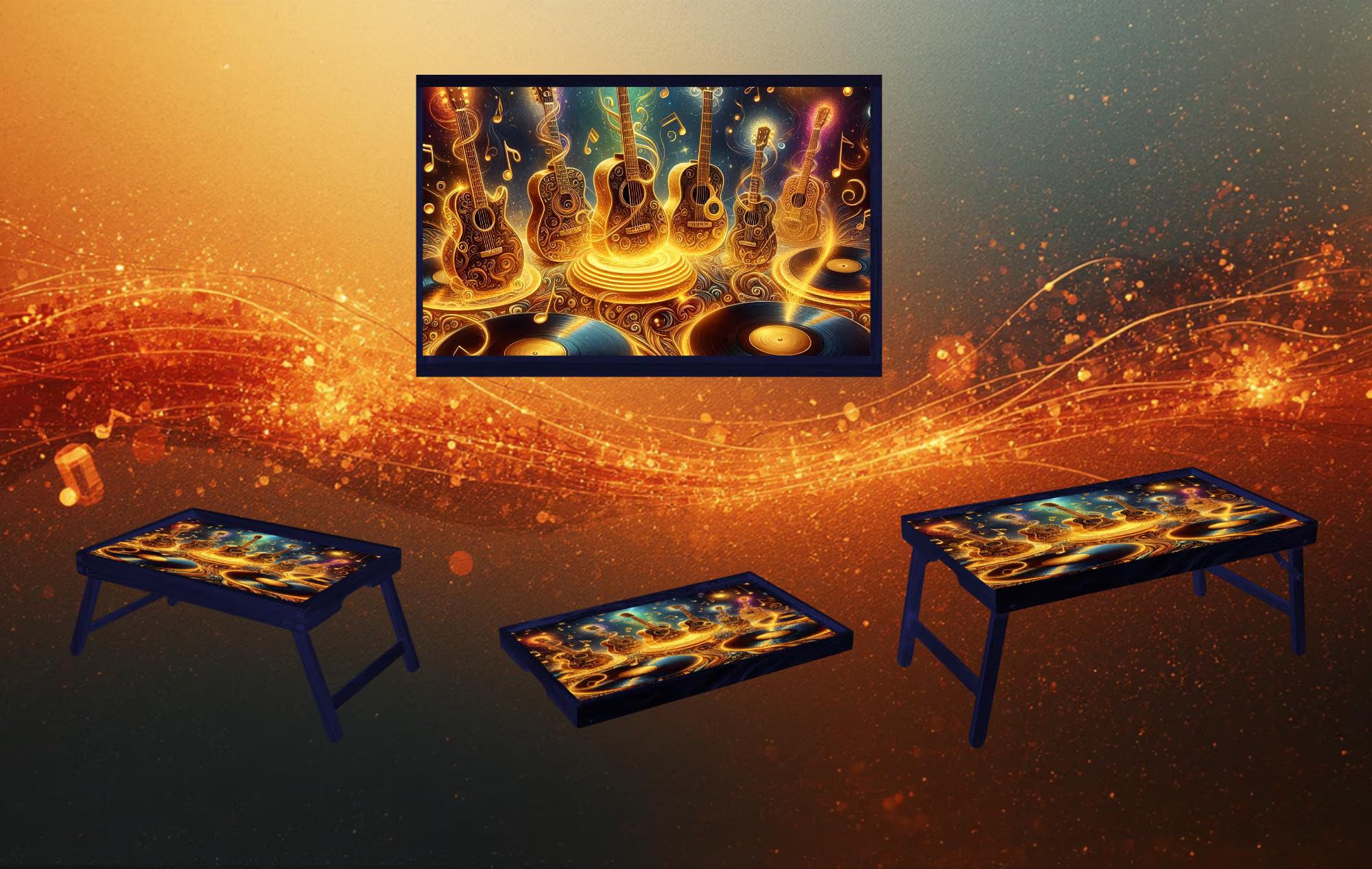 Music Foldable Wooden TV Tray or Bed tray/lap Desk, 2 Sizes and Multiple Images Available.