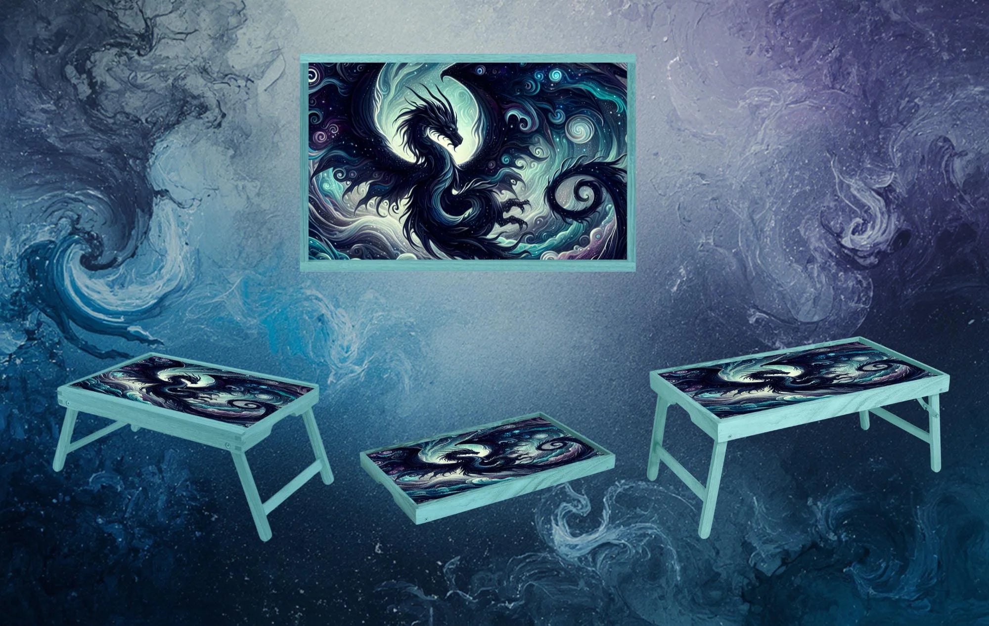 Dragon Foldable Wooden TV Tray or Bed tray/lap Desk, Add a little fire to your day. 2 Sizes and Multiple Images Available.