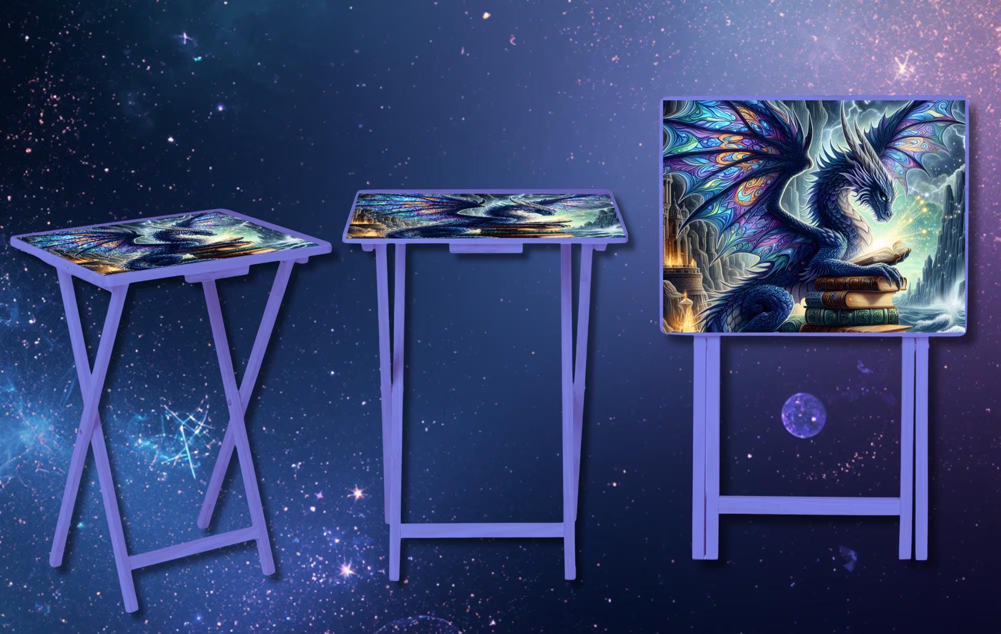 Dragon Foldable Wooden TV Tray or Bed tray/lap Desk, Add a little fire to your day. 2 Sizes and Multiple Images Available.