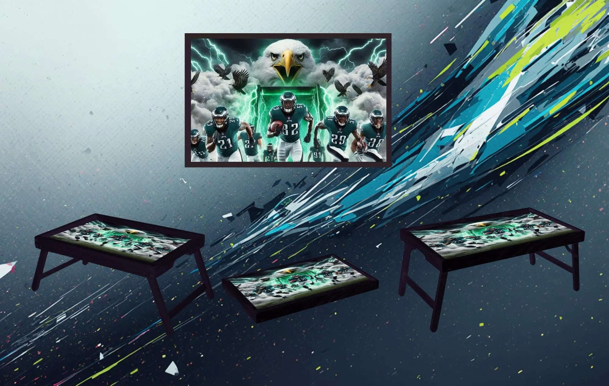 Sports Foldable Wooden TV Tray or Bed tray/lap Desk, 2 Sizes and Multiple Images Available.