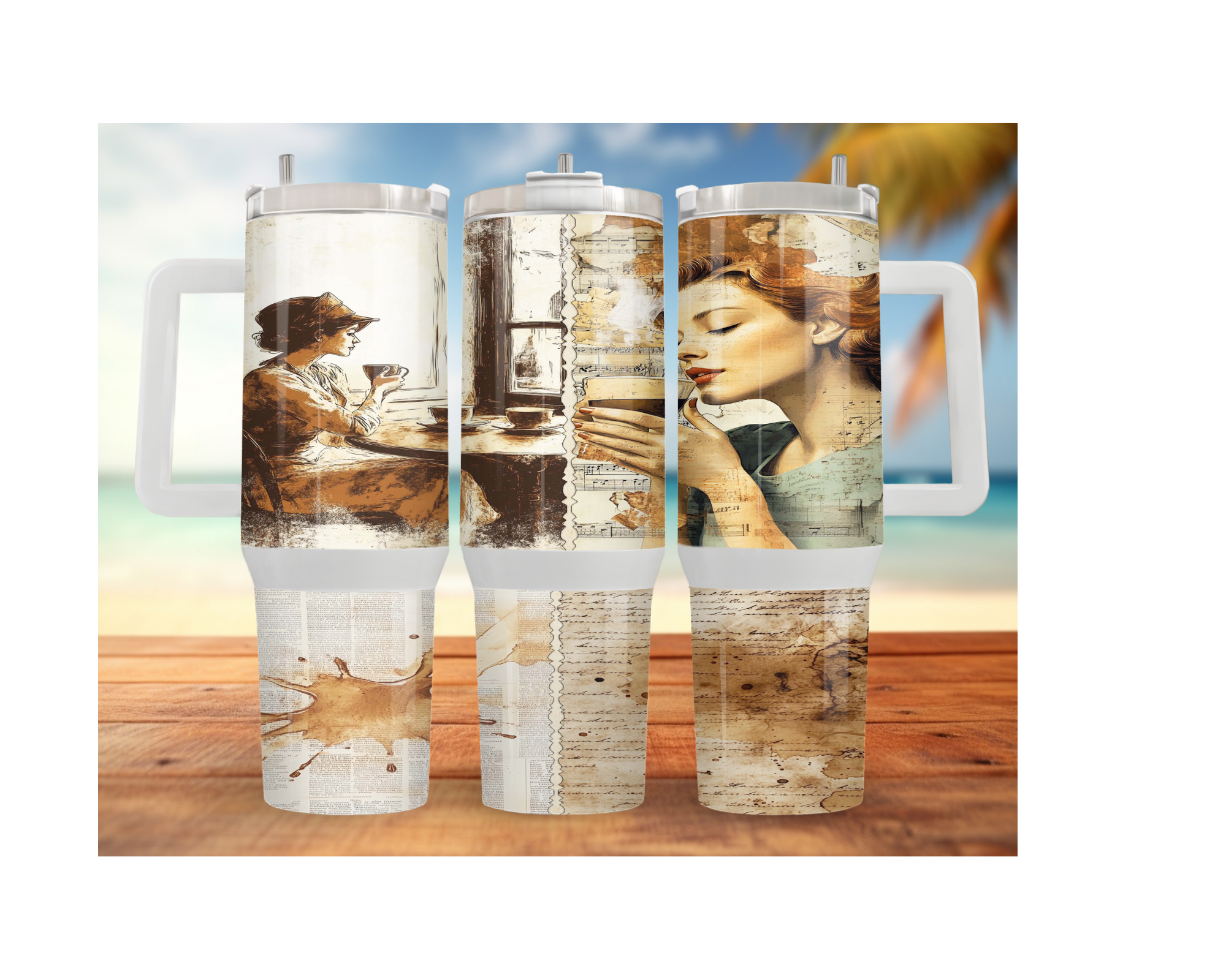Rise & Grind XL 30 and 40 oz Coffee Themed Stainless-Steel Tumblers. Multiple Sizes and Images Available.
