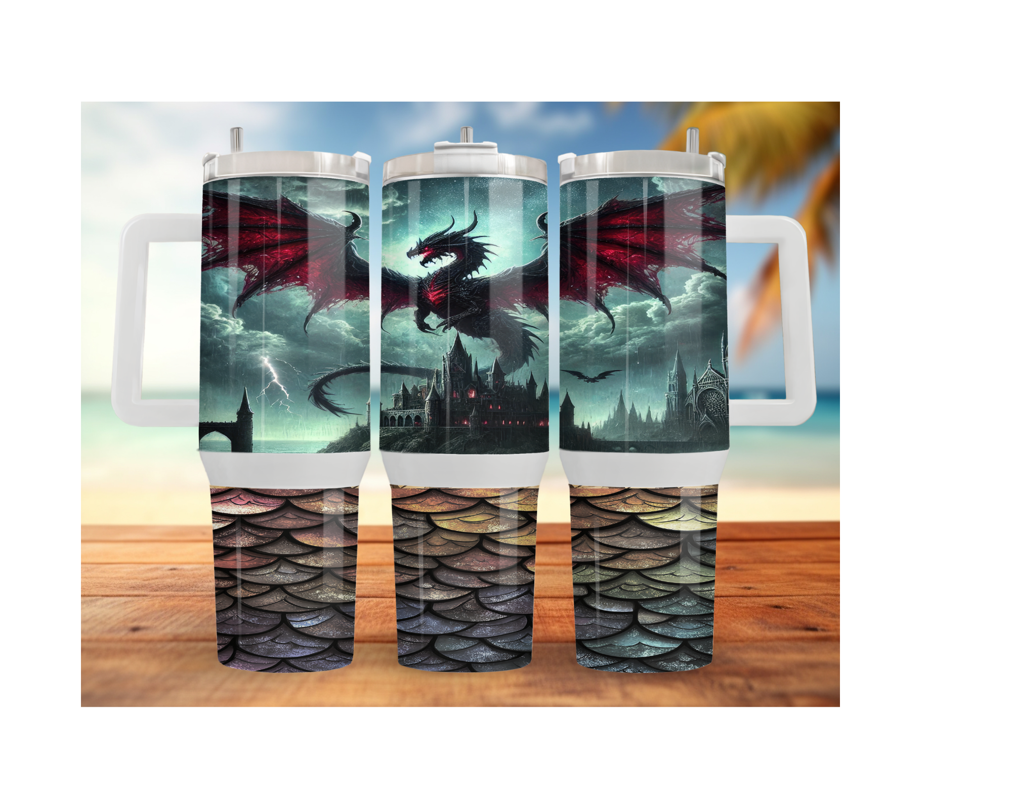 Dragon Stainless Steel Tumblers Stay hydrated like a warrior with striking dragon artwork and insulated duality.  Multiple Sizes and Images Available.