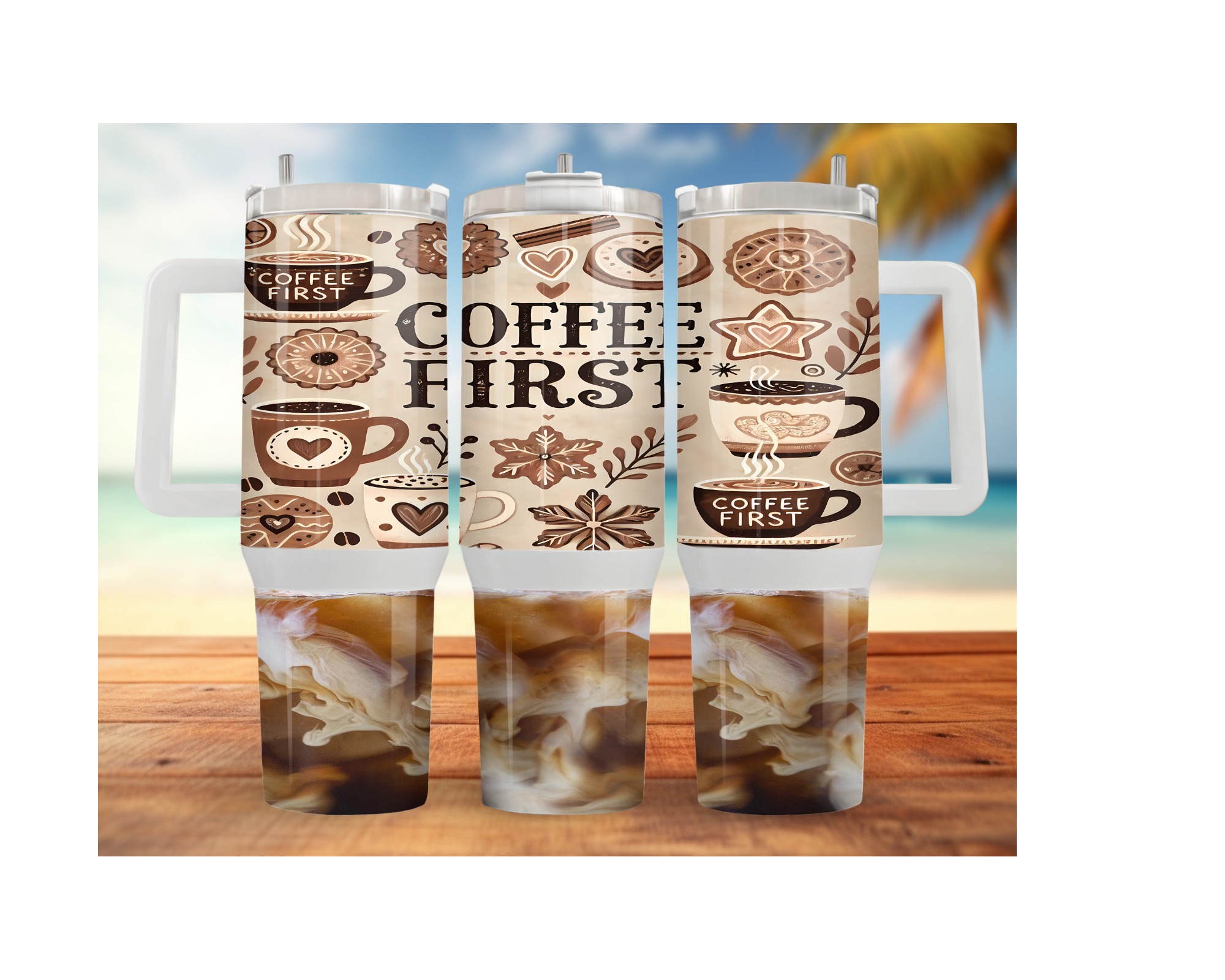 Rise & Grind XL 30 and 40 oz Coffee Themed Stainless-Steel Tumblers. Multiple Sizes and Images Available.
