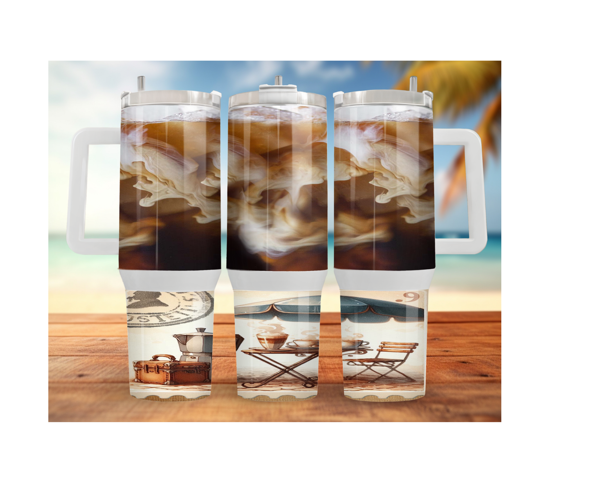 Rise & Grind XL 30 and 40 oz Coffee Themed Stainless-Steel Tumblers. Multiple Sizes and Images Available.