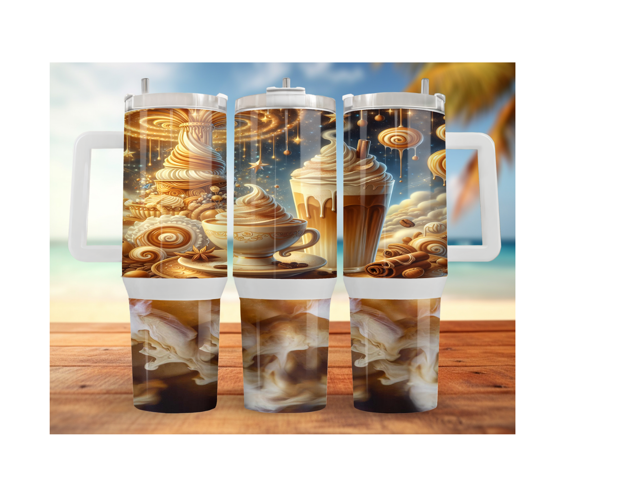 Rise & Grind XL 30 and 40 oz Coffee Themed Stainless-Steel Tumblers. Multiple Sizes and Images Available.