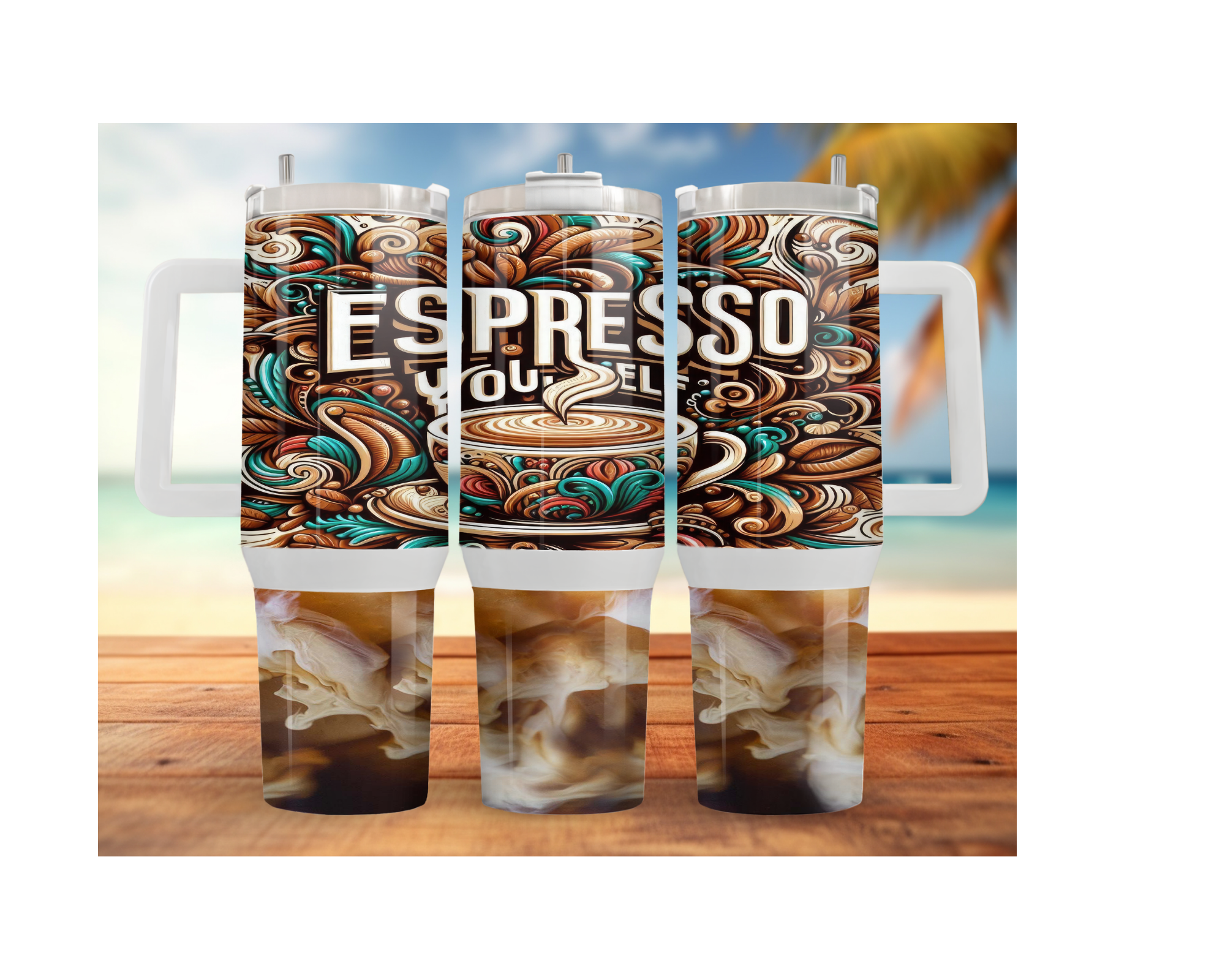 Rise & Grind XL 30 and 40 oz Coffee Themed Stainless-Steel Tumblers. Multiple Sizes and Images Available.