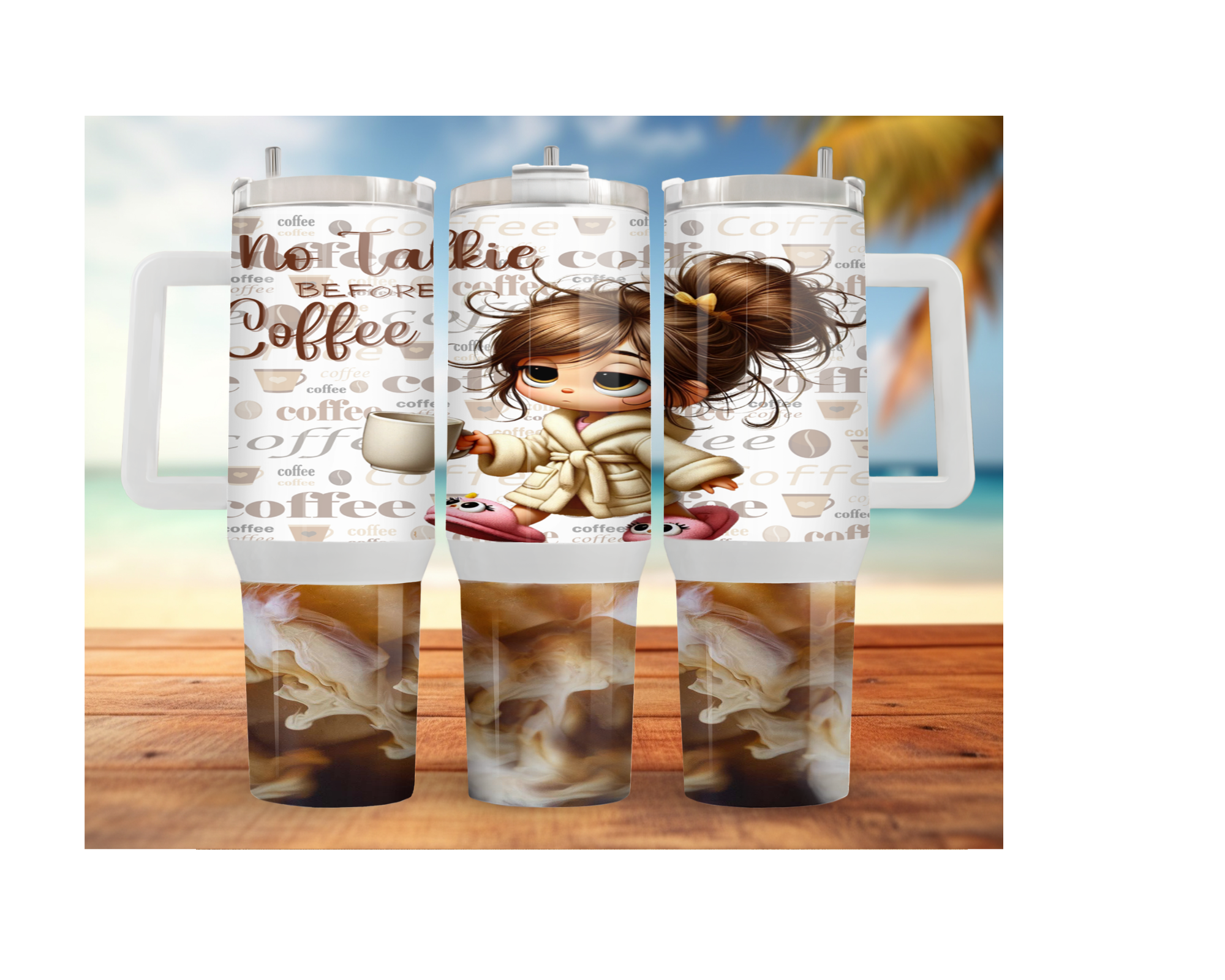Rise & Grind XL 30 and 40 oz Coffee Themed Stainless-Steel Tumblers. Multiple Sizes and Images Available.