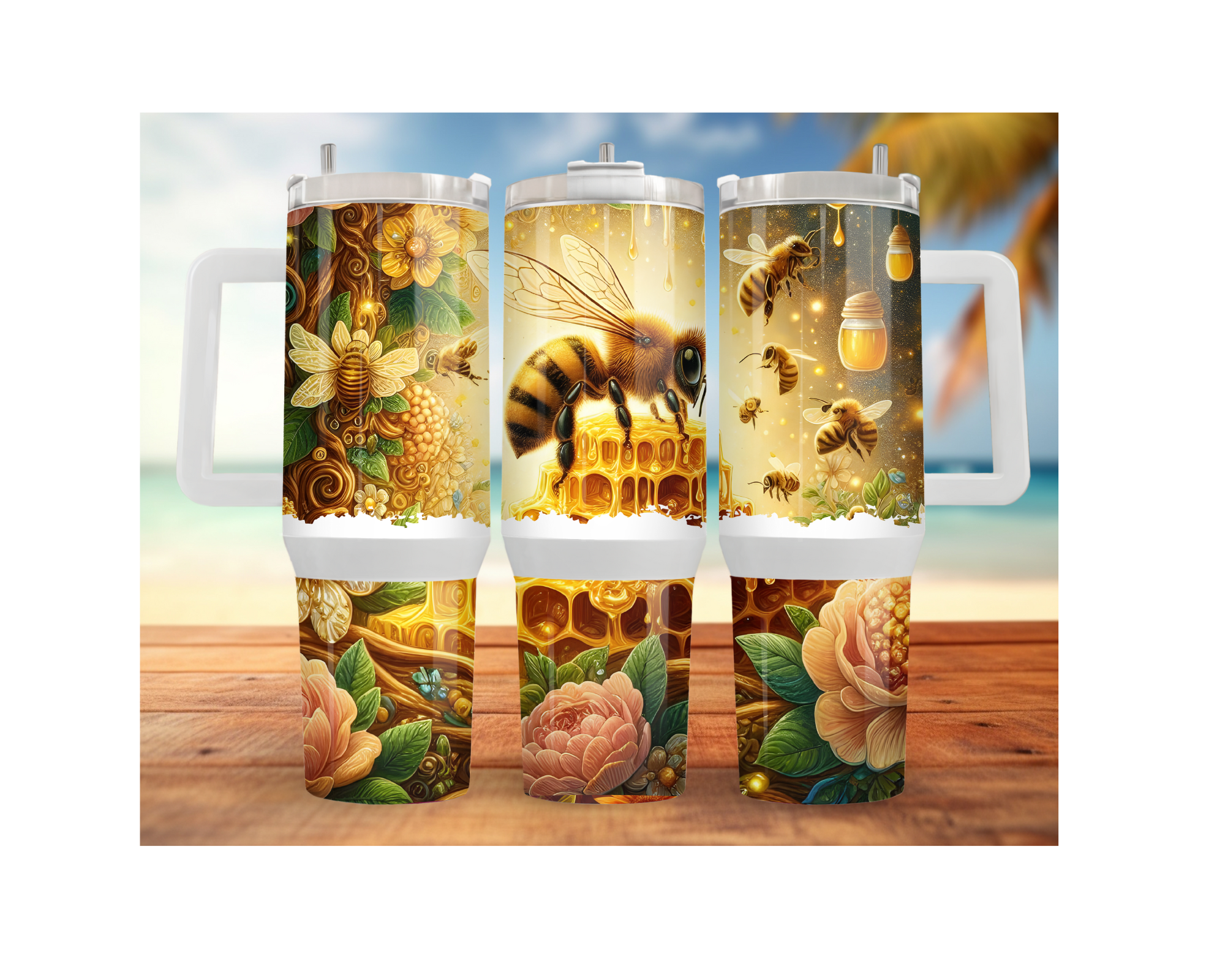 40 and 30 oz Honeybee Stainless Steel Tumblers. Multiple Images Available