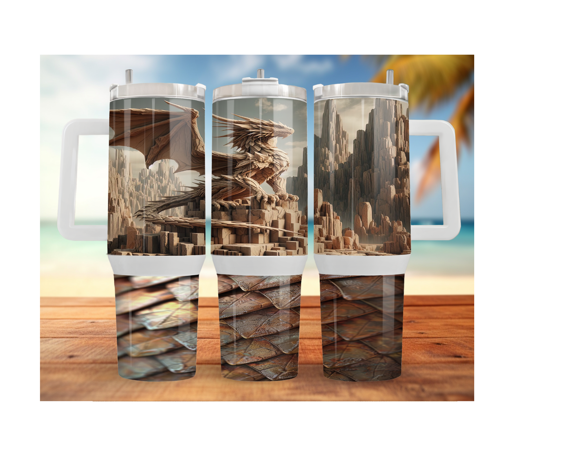 Dragon Stainless Steel Tumblers Stay hydrated like a warrior with striking dragon artwork and insulated duality.  Multiple Sizes and Images Available.