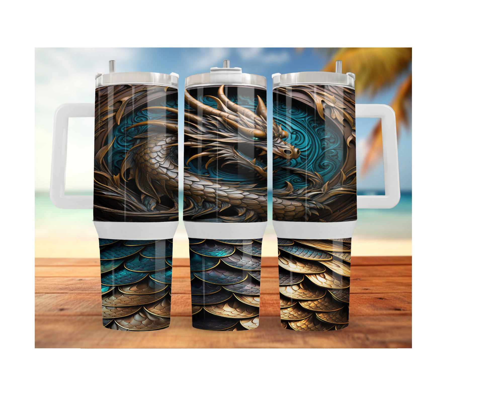 Dragon Stainless Steel Tumblers Stay hydrated like a warrior with striking dragon artwork and insulated duality.  Multiple Sizes and Images Available.