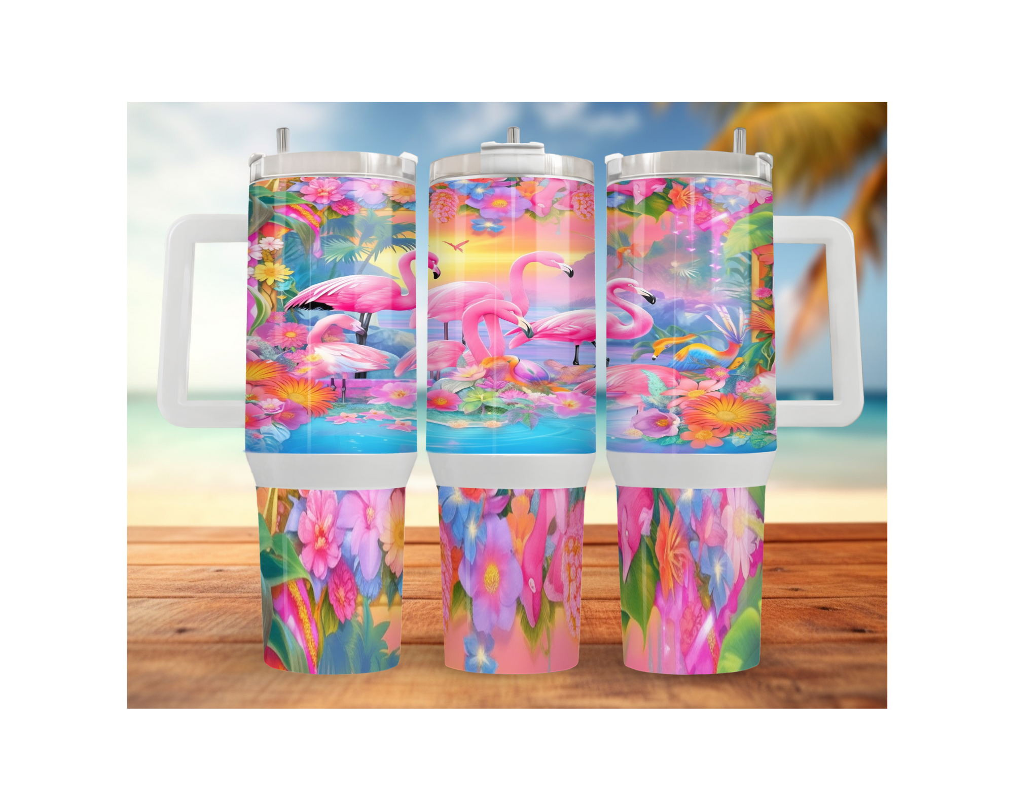 30 and 40 oz Pink Paradise Whimsy, Flamingo Stainless-Steel Tumblers. Multiple Sizes and Images Available.
