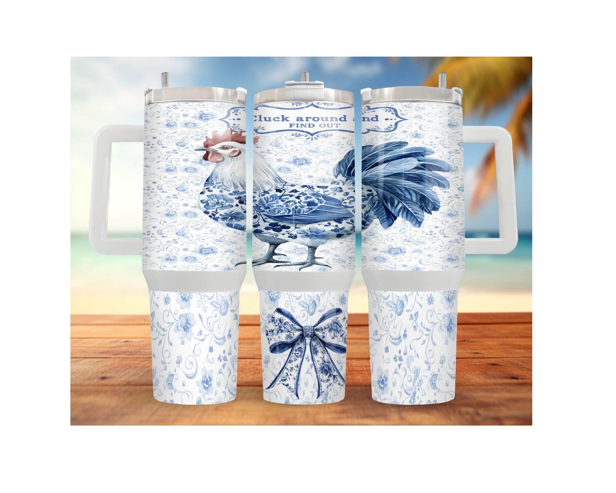 30- and 40-ounce Happy Hen Chicken Stainless Steel Tumblers. Multiple Sizes and Images Available.