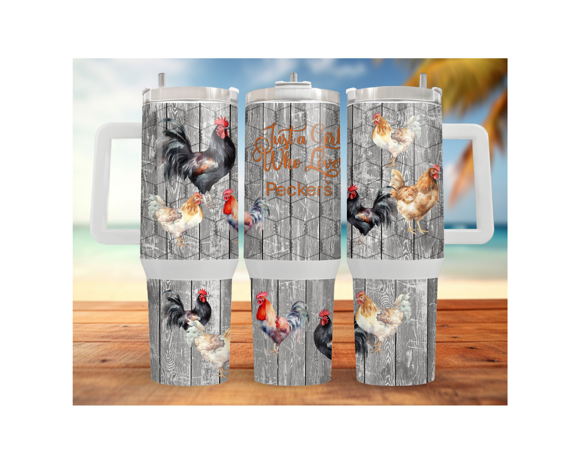 30- and 40-ounce Happy Hen Chicken Stainless Steel Tumblers. Multiple Sizes and Images Available.