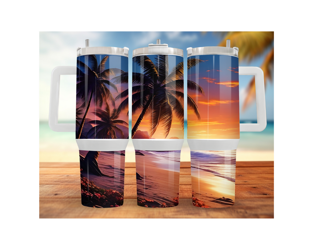 30- and 40-ounce Beachy Bliss Stainless Steel Tumbler.  Multiple Sizes and Images Available.
