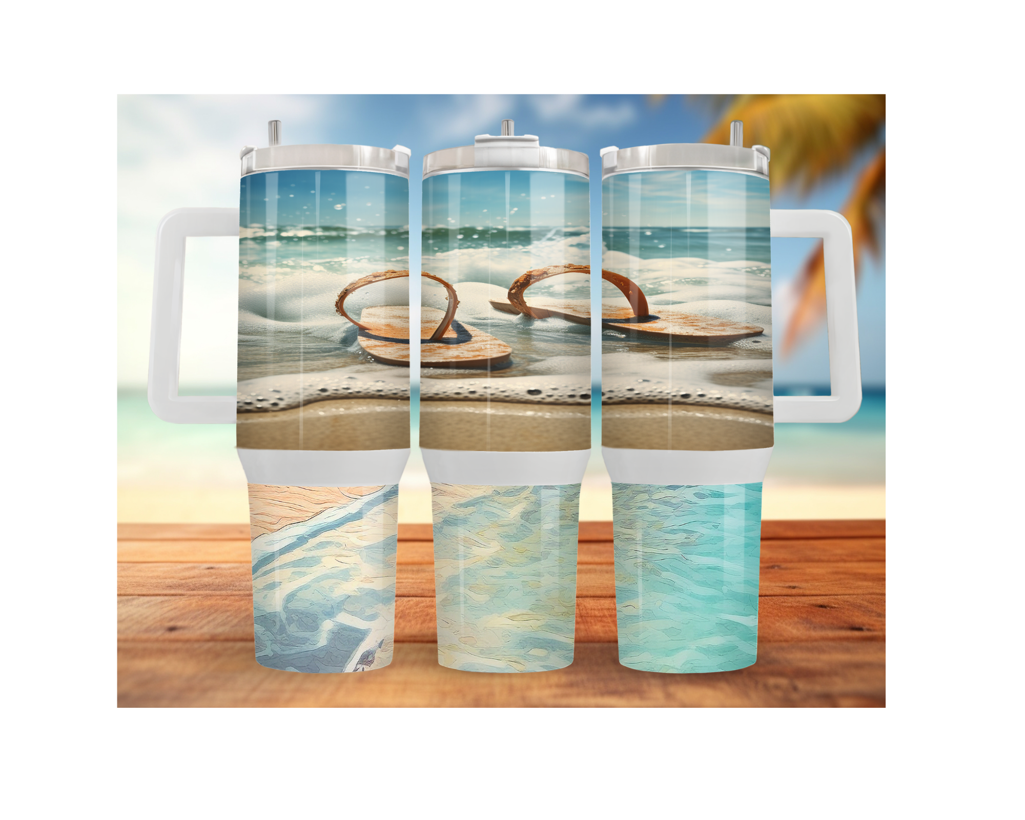 30- and 40-ounce Beachy Bliss Stainless Steel Tumbler.  Multiple Sizes and Images Available.