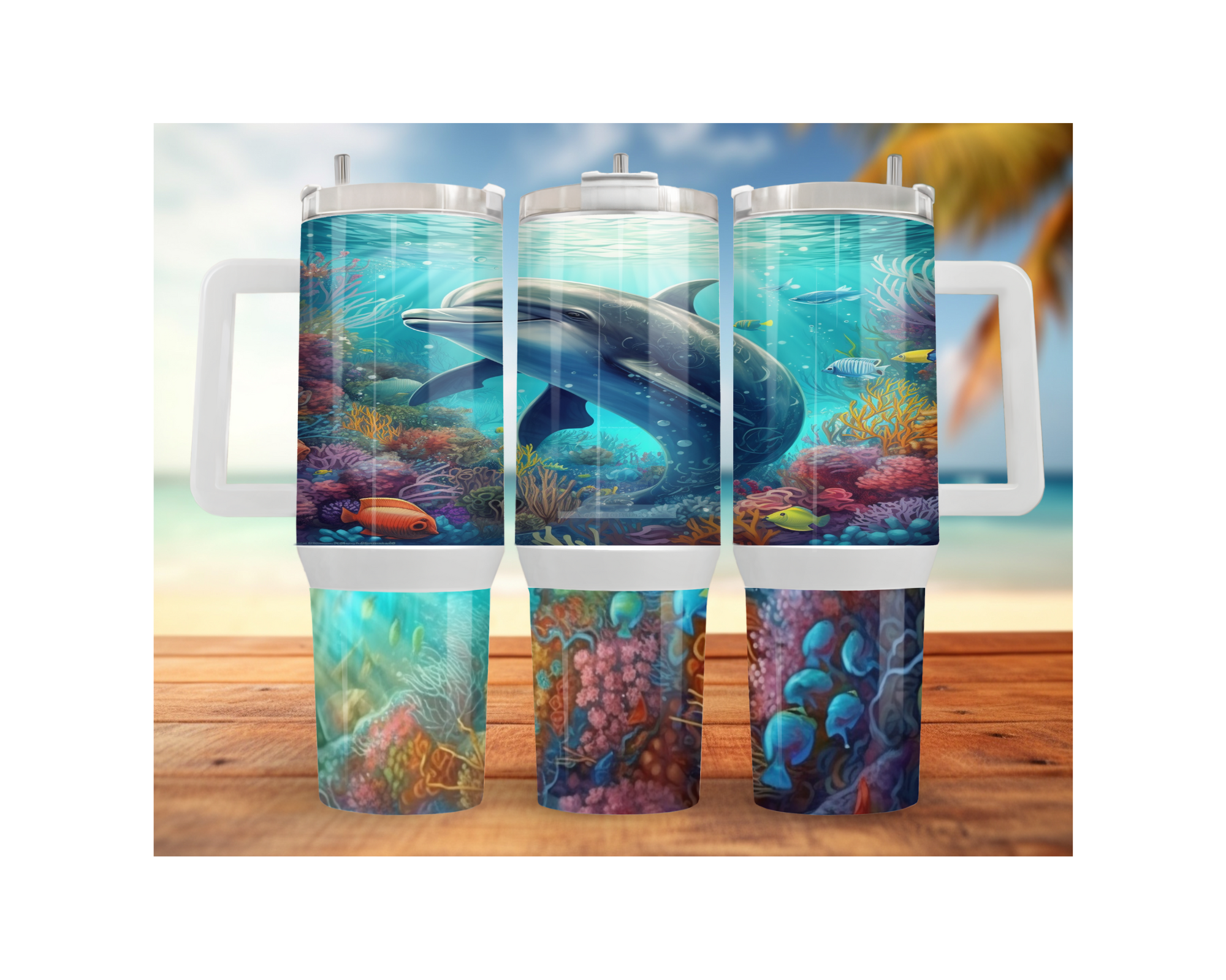 30- and 40-ounce Dolphin Stainless Steel Tumblers. Sip happy with a splash of ocean magic. Multiple Sizes and Images Available.