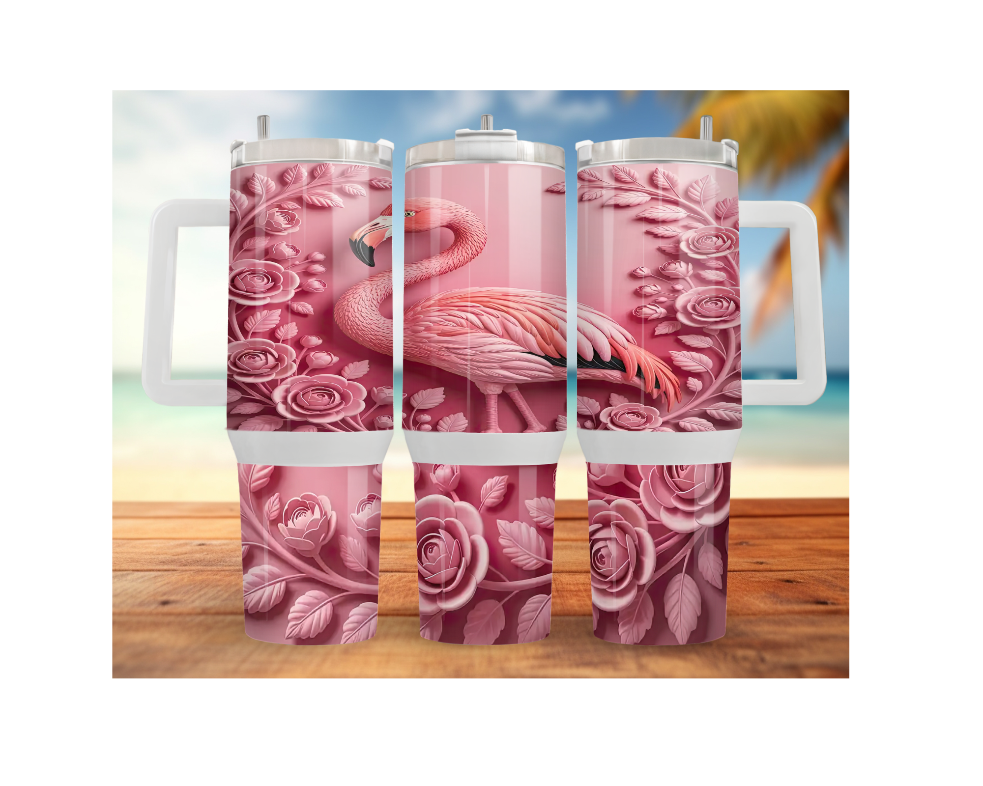 30 and 40 oz Pink Paradise Whimsy, Flamingo Stainless-Steel Tumblers. Multiple Sizes and Images Available.