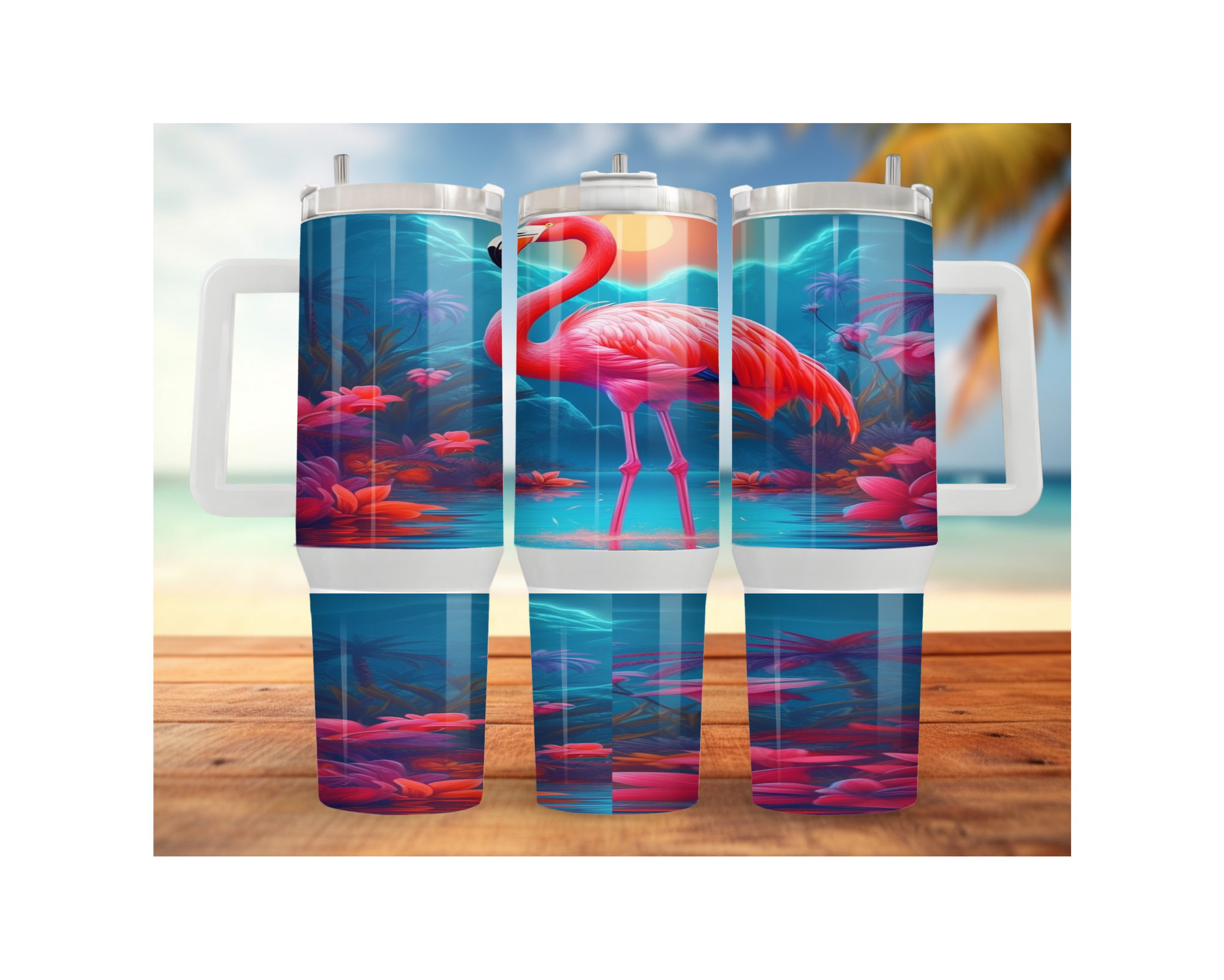 30 and 40 oz Pink Paradise Whimsy, Flamingo Stainless-Steel Tumblers. Multiple Sizes and Images Available.