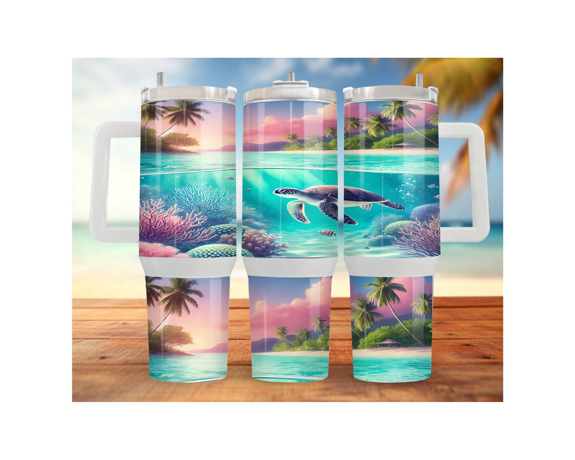 30 and 40 oz Ocean Explorer Sea Turtle Stainless Steel Tumblers. Multiple Sizes and Images Available.