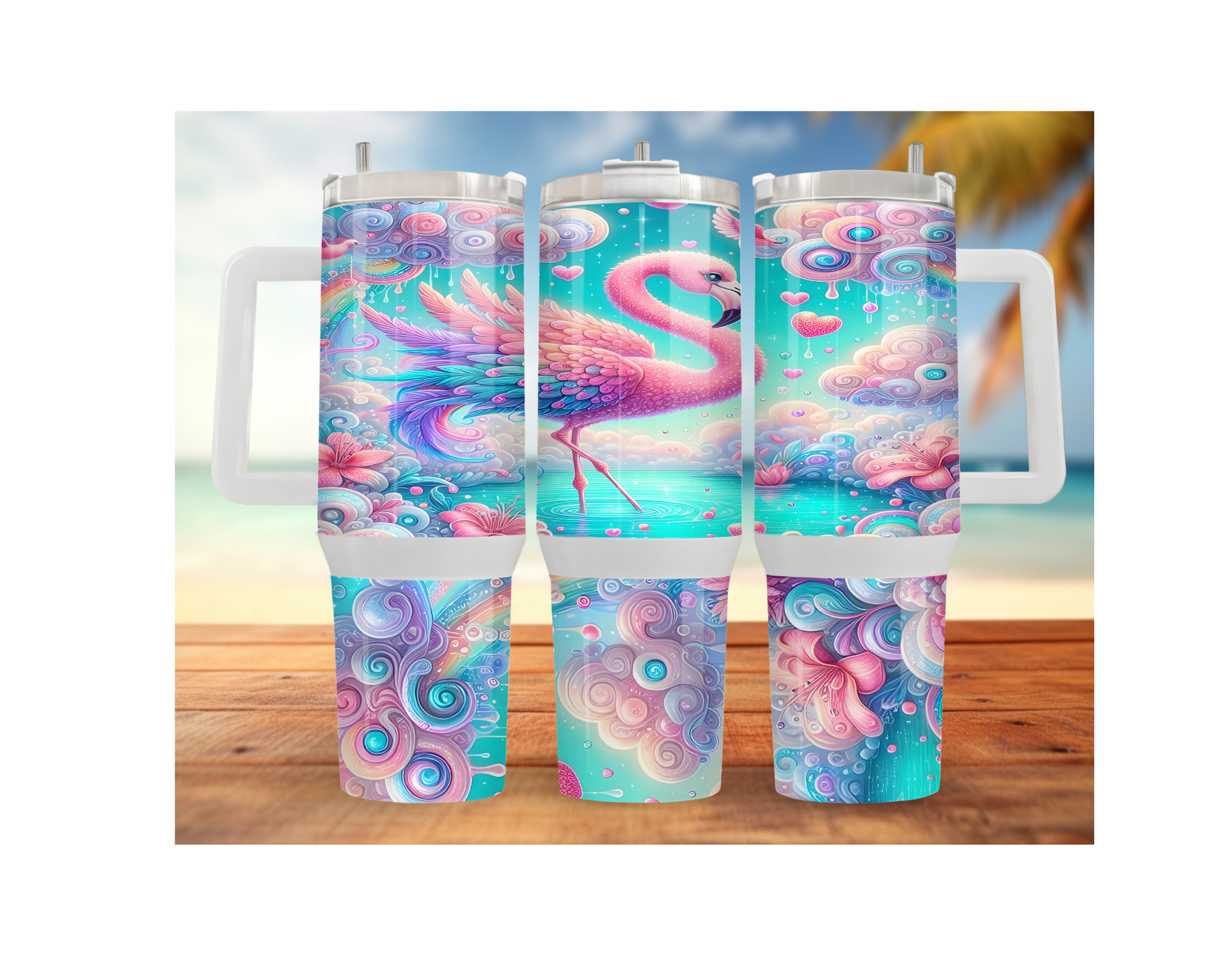 30 and 40 oz Pink Paradise Whimsy, Flamingo Stainless-Steel Tumblers. Multiple Sizes and Images Available.