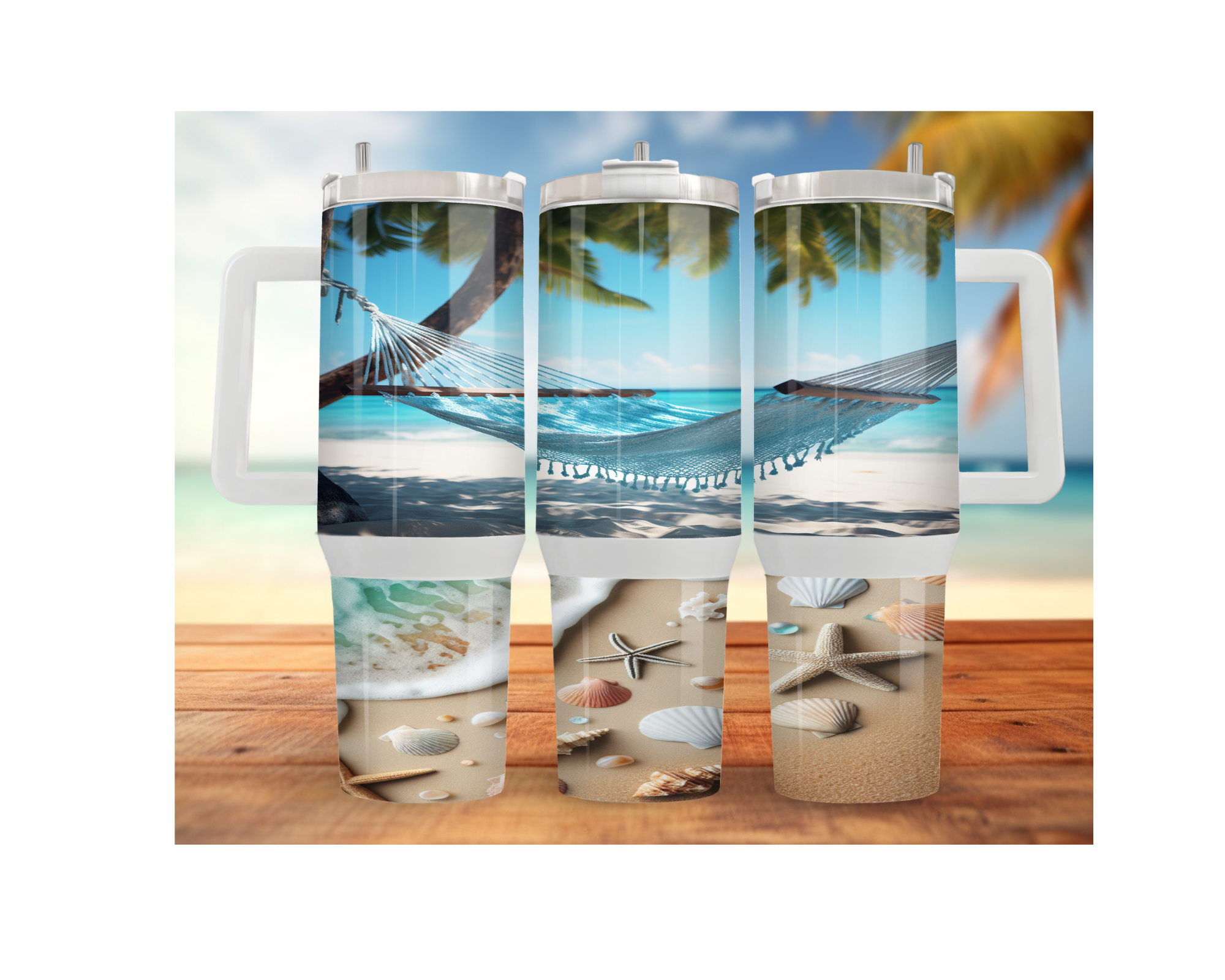 30- and 40-ounce Beachy Bliss Stainless Steel Tumbler.  Multiple Sizes and Images Available.