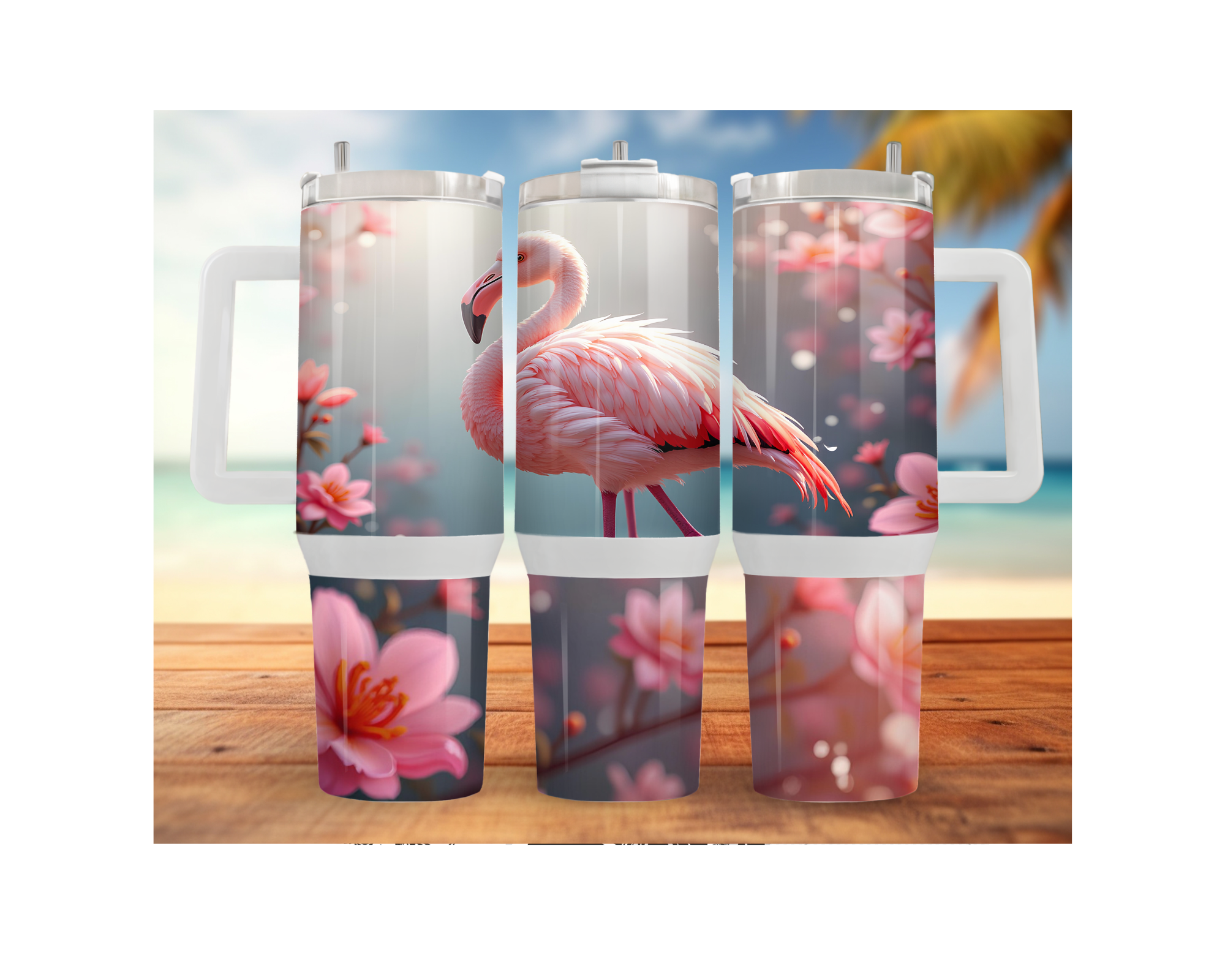 30 and 40 oz Pink Paradise Whimsy, Flamingo Stainless-Steel Tumblers. Multiple Sizes and Images Available.