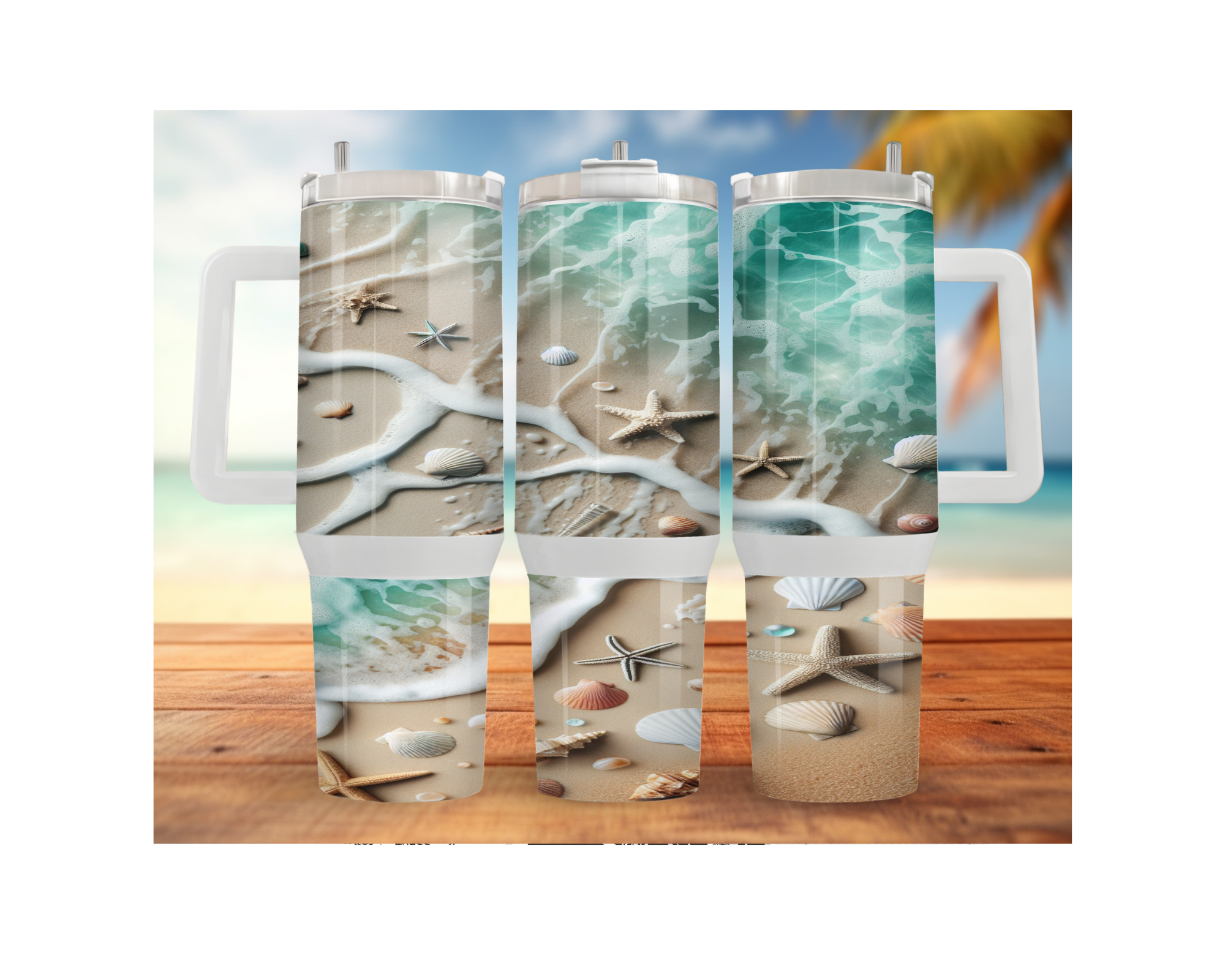 30- and 40-ounce Beachy Bliss Stainless Steel Tumbler.  Multiple Sizes and Images Available.