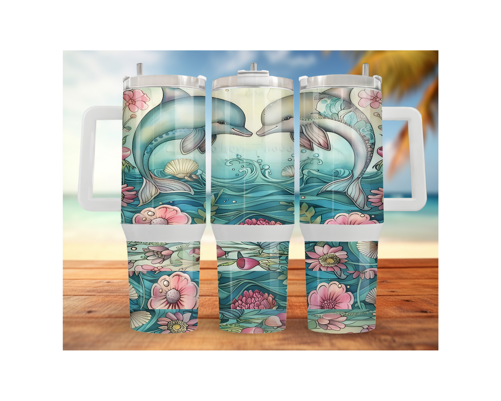 30- and 40-ounce Dolphin Stainless Steel Tumblers. Sip happy with a splash of ocean magic. Multiple Sizes and Images Available.