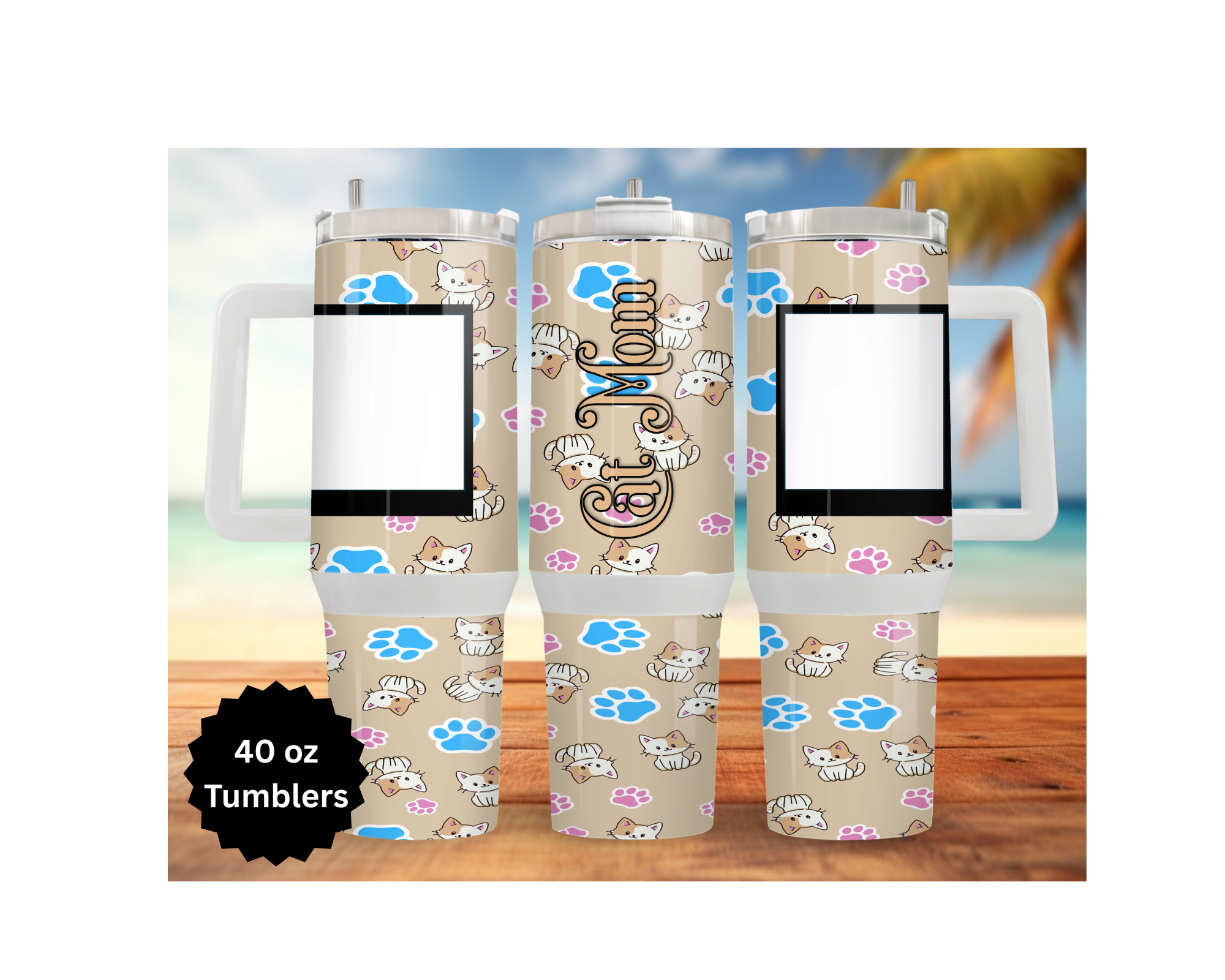 Mother's Day 30 and 40 oz Stainless-Steel Tumblers. Humans and Paws