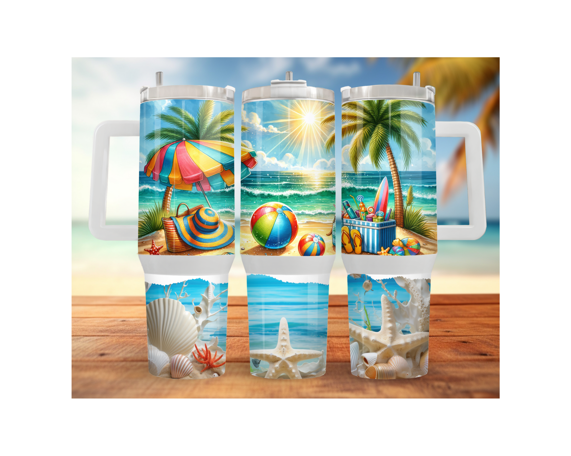 30- and 40-ounce Beachy Bliss Stainless Steel Tumbler.  Multiple Sizes and Images Available.
