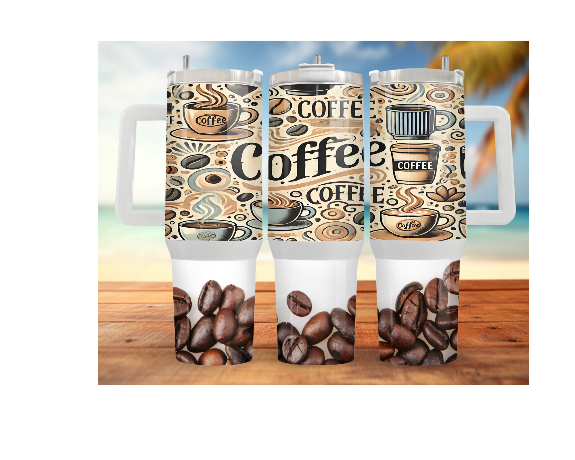 Rise & Grind XL 30 and 40 oz Coffee Themed Stainless-Steel Tumblers. Multiple Sizes and Images Available.