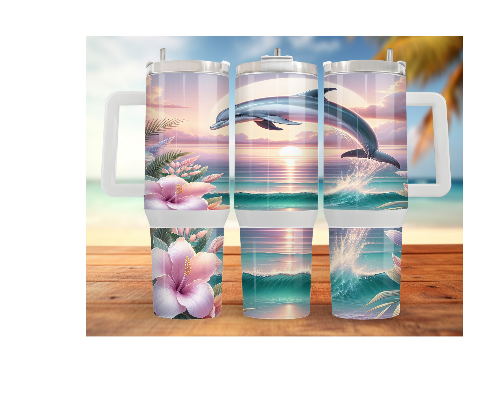 30- and 40-ounce Dolphin Stainless Steel Tumblers. Sip happy with a splash of ocean magic. Multiple Sizes and Images Available.