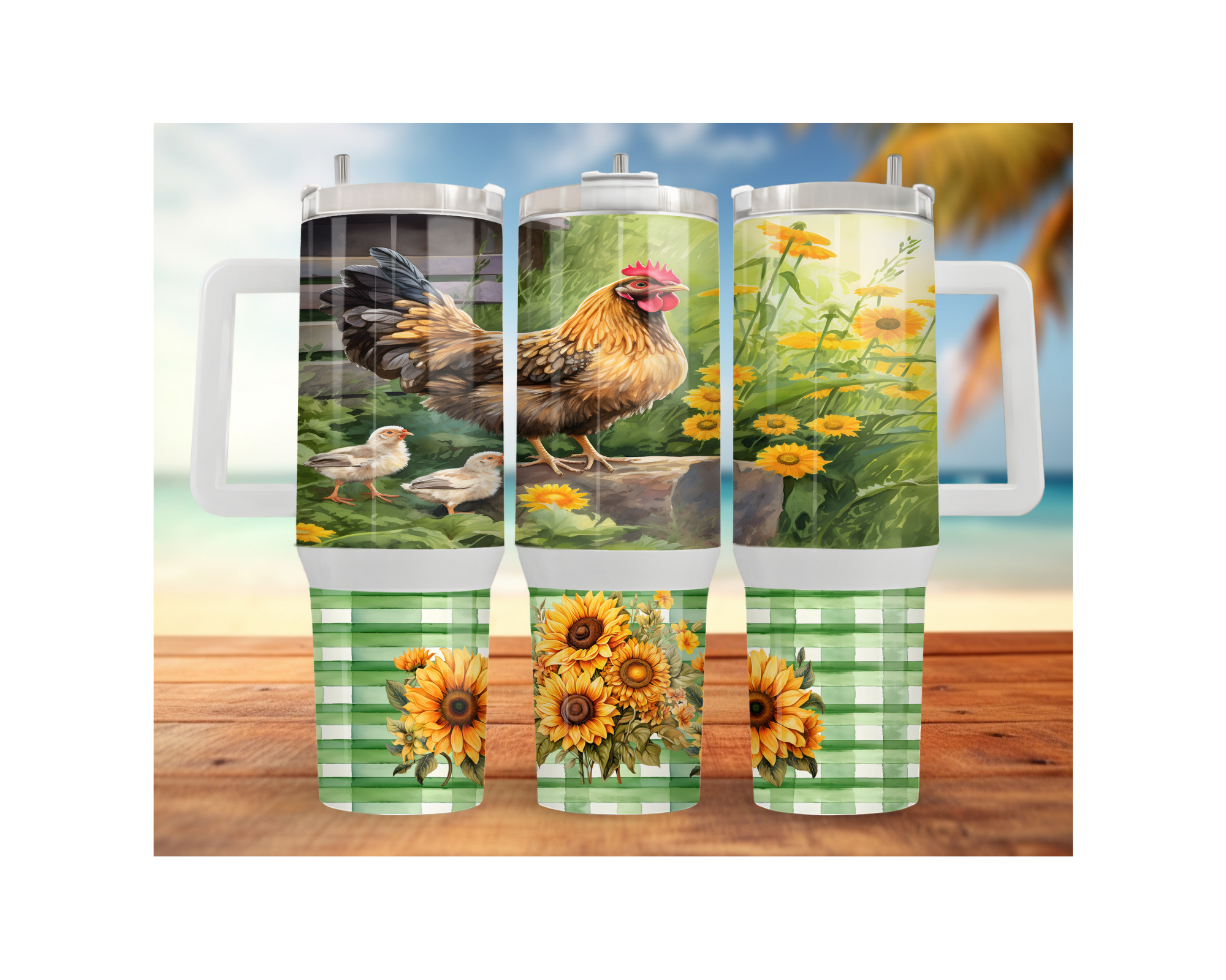 30- and 40-ounce Happy Hen Chicken Stainless Steel Tumblers. Multiple Sizes and Images Available.