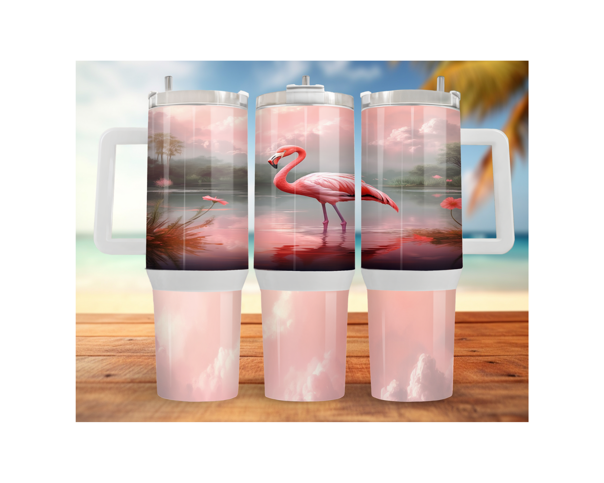 30 and 40 oz Pink Paradise Whimsy, Flamingo Stainless-Steel Tumblers. Multiple Sizes and Images Available.
