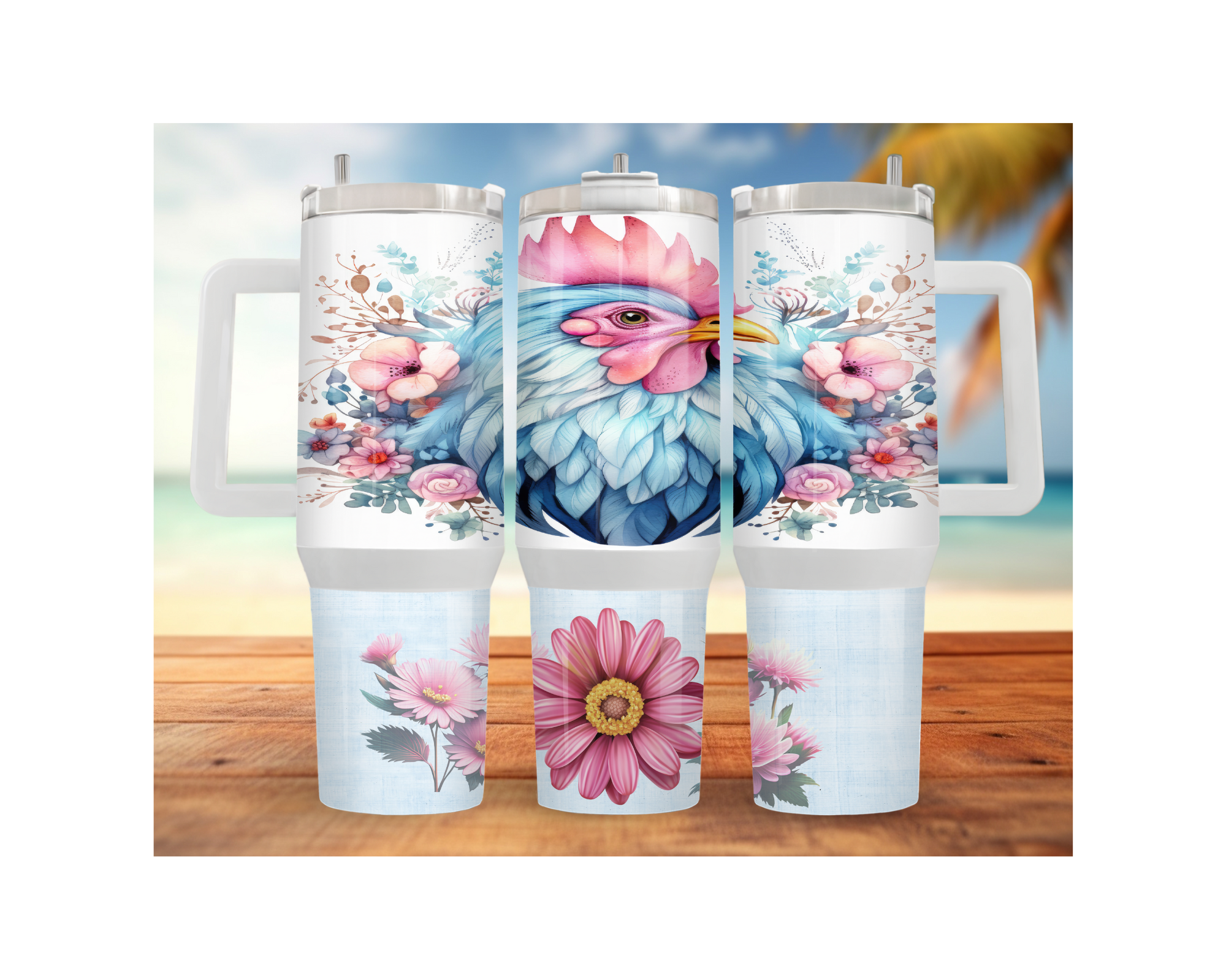 30- and 40-ounce Happy Hen Chicken Stainless Steel Tumblers. Multiple Sizes and Images Available.