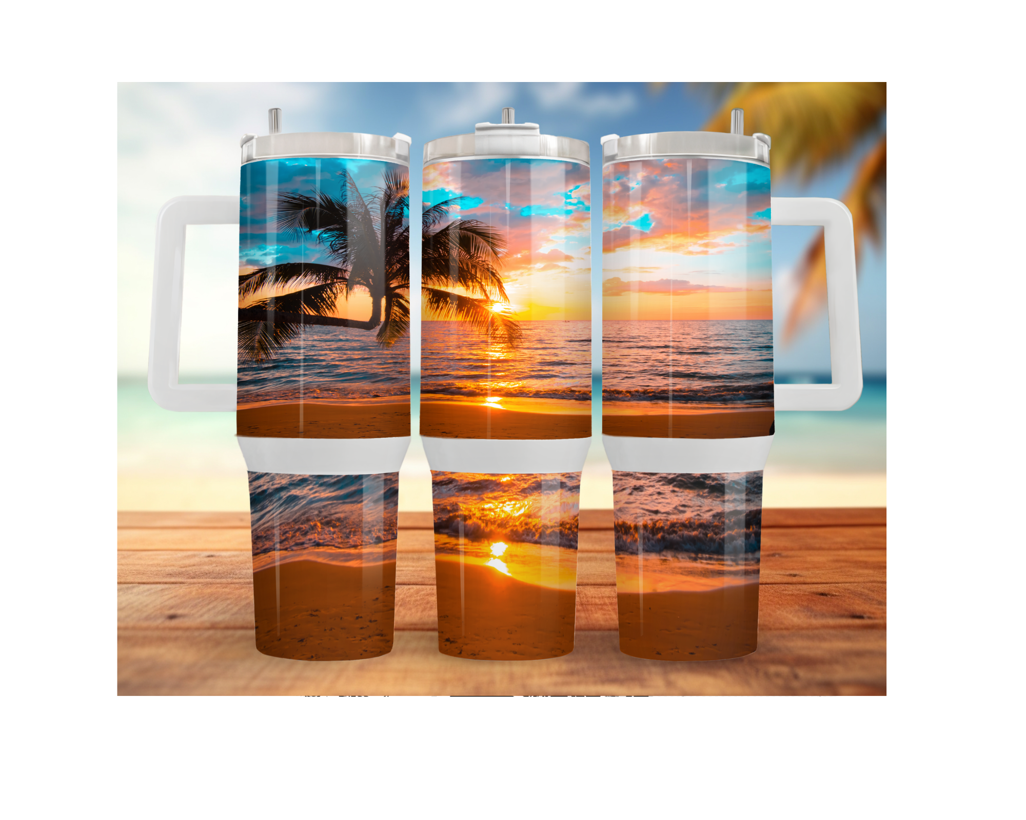 30- and 40-ounce Beachy Bliss Stainless Steel Tumbler.  Multiple Sizes and Images Available.