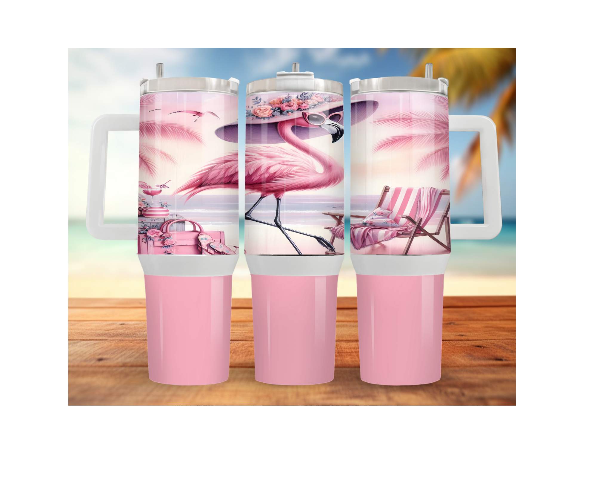 30 and 40 oz Pink Paradise Whimsy, Flamingo Stainless-Steel Tumblers. Multiple Sizes and Images Available.