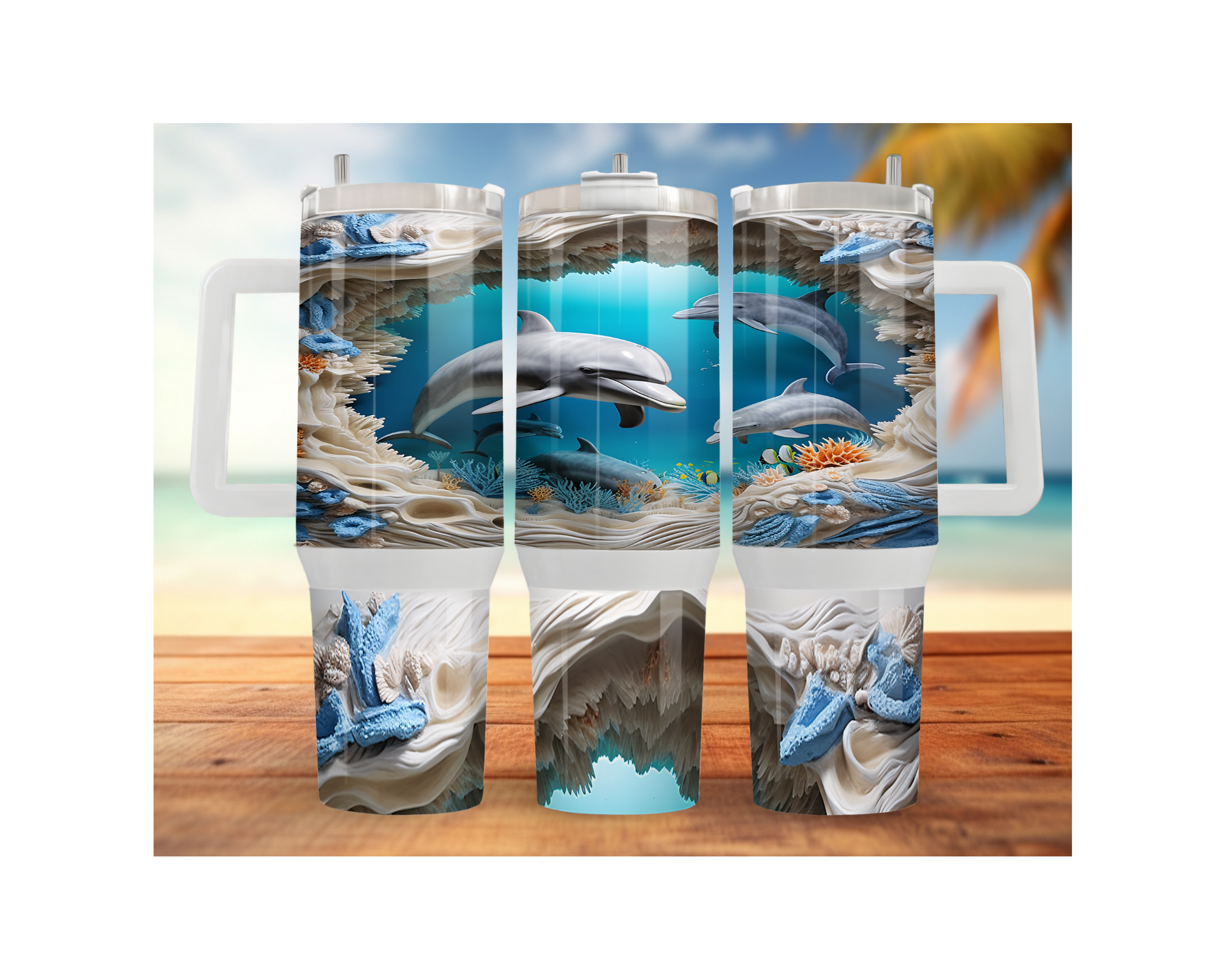 30- and 40-ounce Dolphin Stainless Steel Tumblers. Sip happy with a splash of ocean magic. Multiple Sizes and Images Available.
