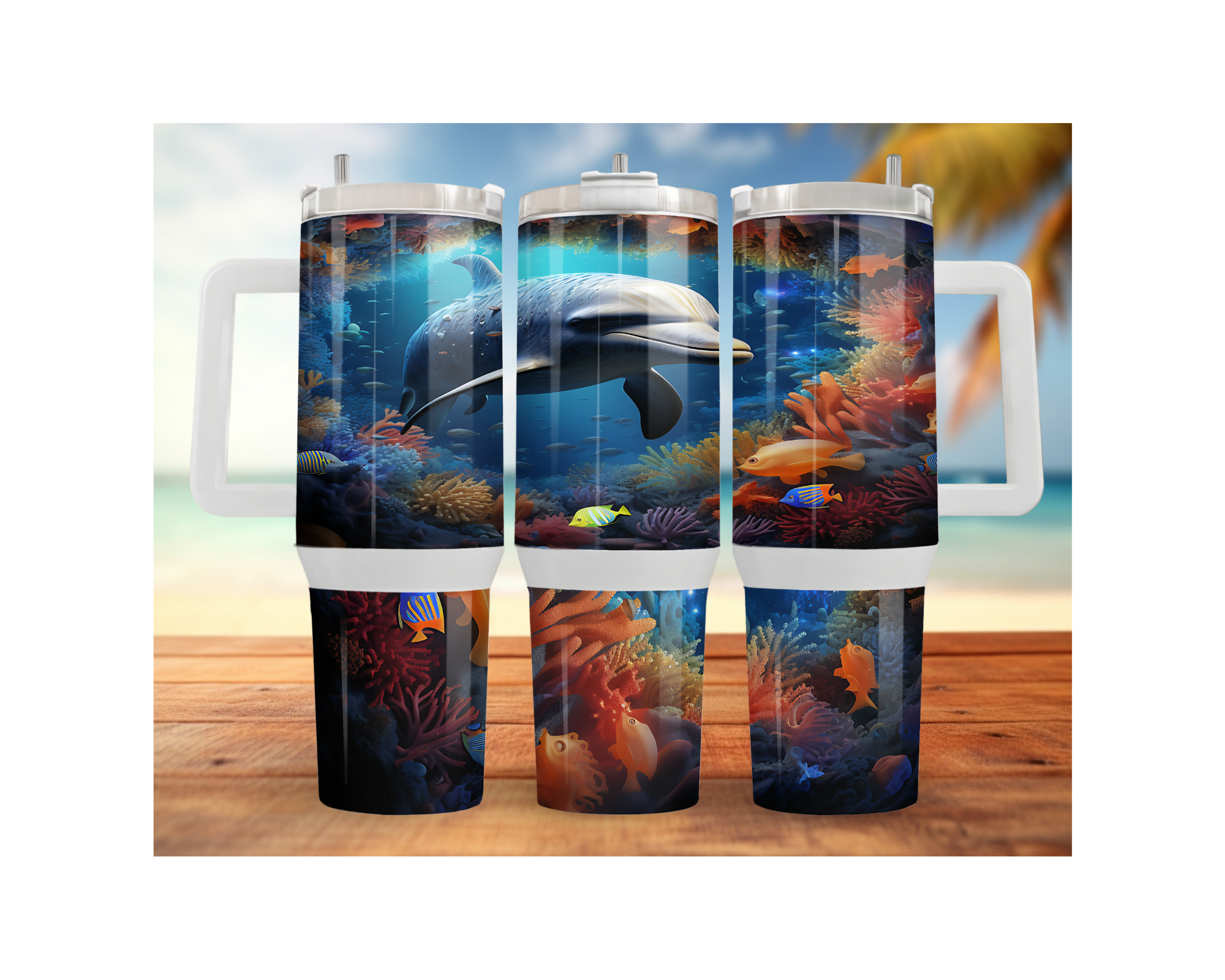 30- and 40-ounce Dolphin Stainless Steel Tumblers. Sip happy with a splash of ocean magic. Multiple Sizes and Images Available.