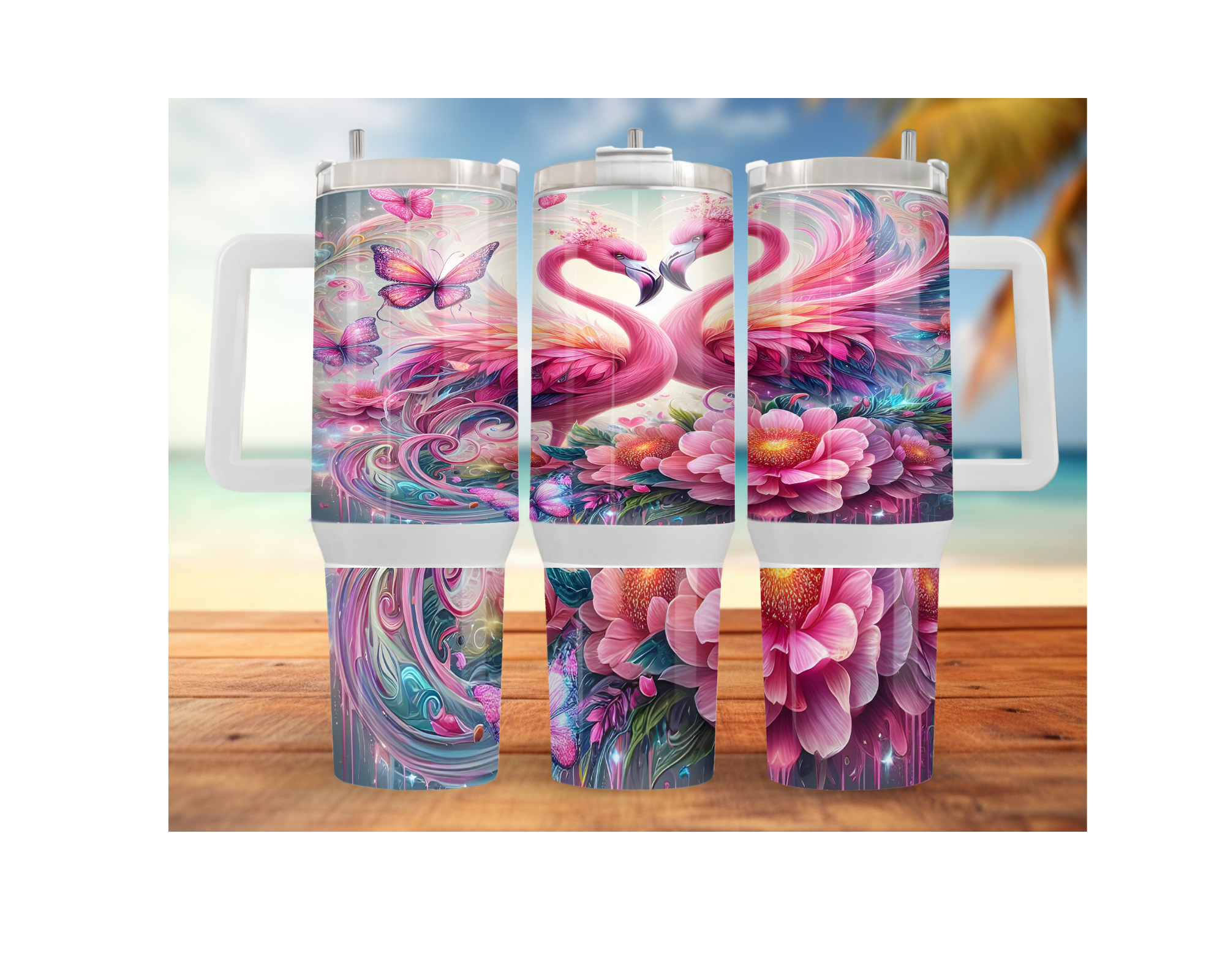 30 and 40 oz Pink Paradise Whimsy, Flamingo Stainless-Steel Tumblers. Multiple Sizes and Images Available.