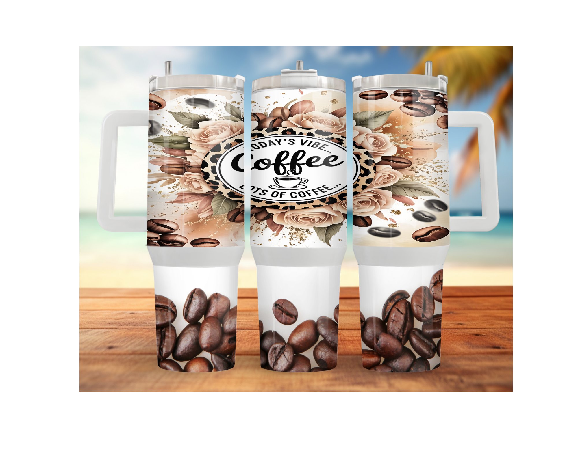 Rise & Grind XL 30 and 40 oz Coffee Themed Stainless-Steel Tumblers. Multiple Sizes and Images Available.