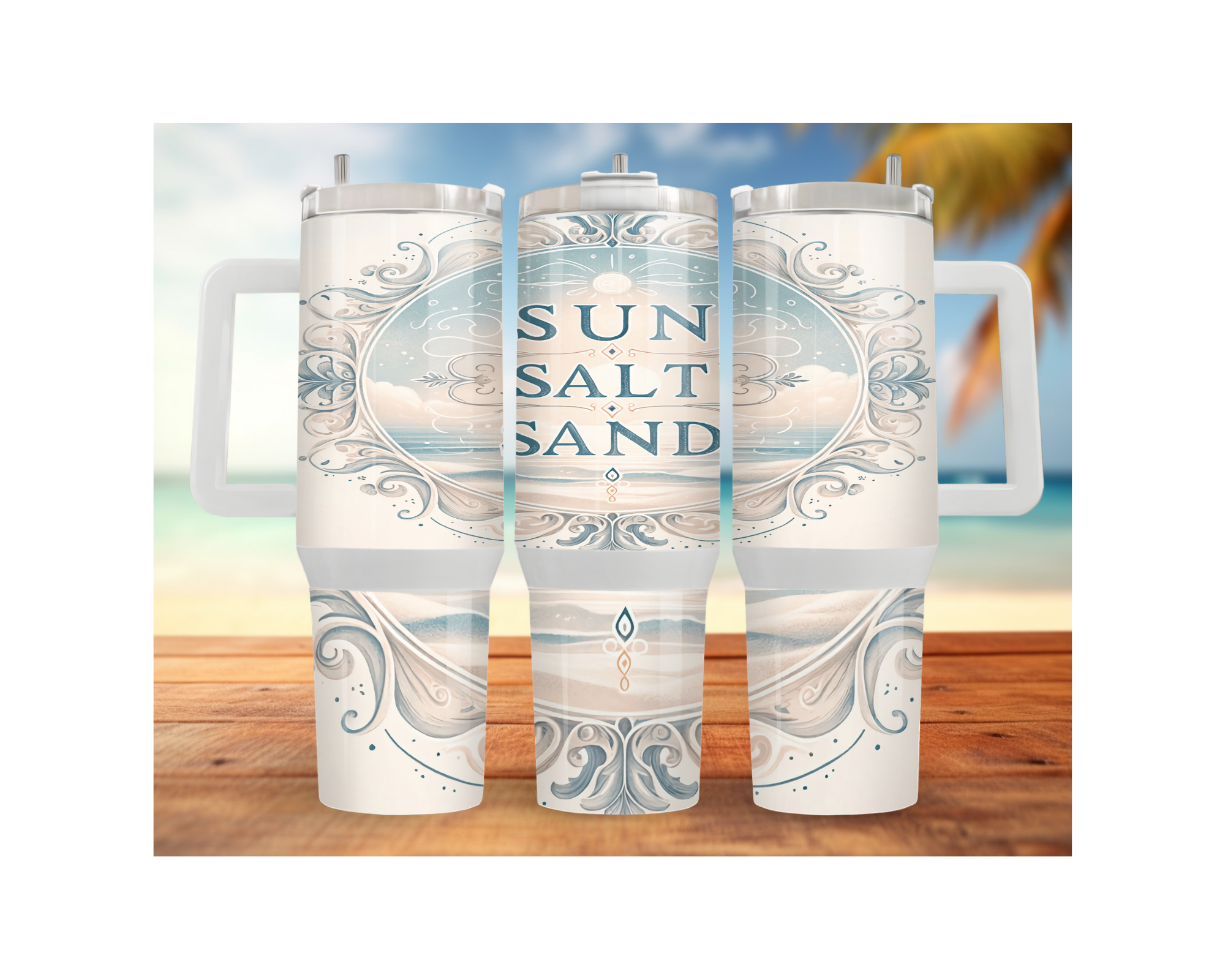 30- and 40-ounce Beachy Bliss Stainless Steel Tumbler.  Multiple Sizes and Images Available.