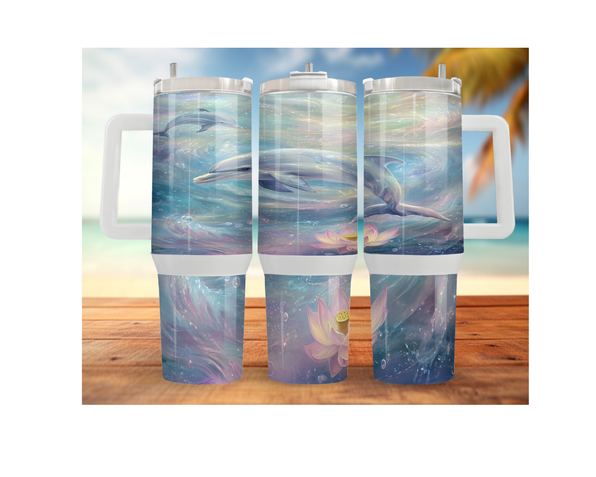 30- and 40-ounce Dolphin Stainless Steel Tumblers. Sip happy with a splash of ocean magic. Multiple Sizes and Images Available.