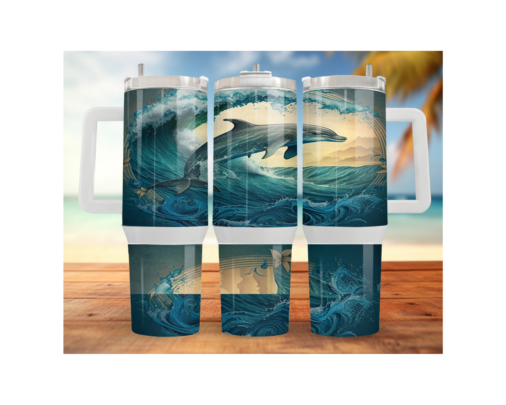 30- and 40-ounce Dolphin Stainless Steel Tumblers. Sip happy with a splash of ocean magic. Multiple Sizes and Images Available.