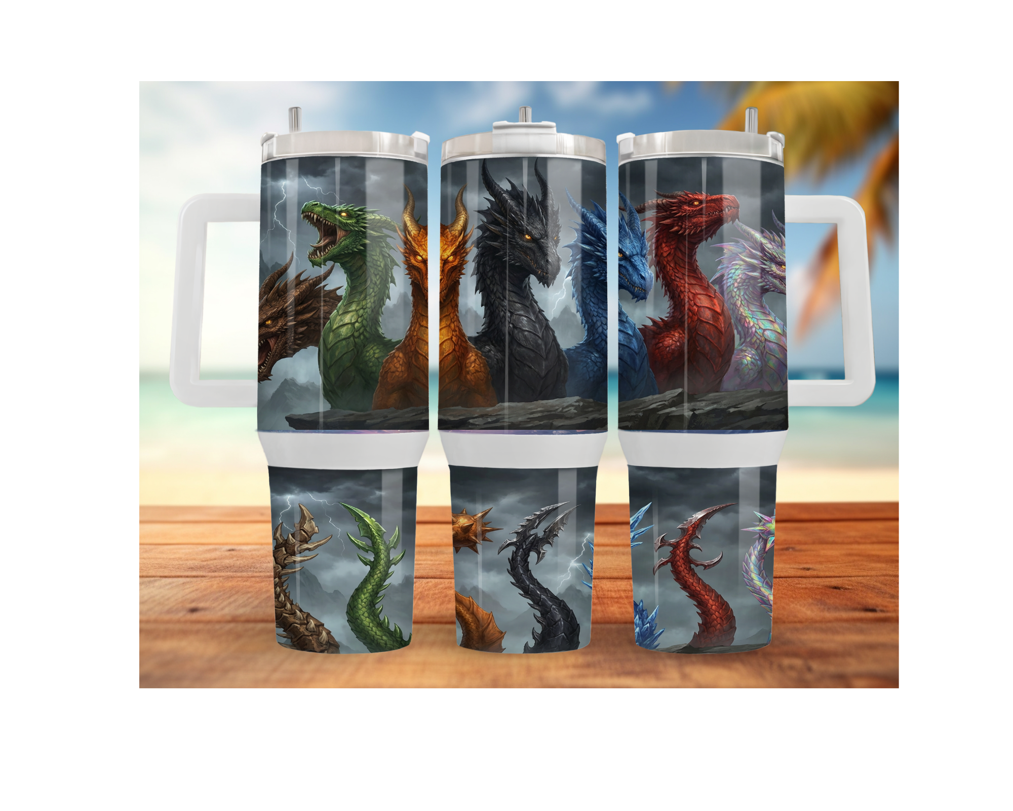 Dragon Stainless Steel Tumblers Stay hydrated like a warrior with striking dragon artwork and insulated duality.  Multiple Sizes and Images Available.