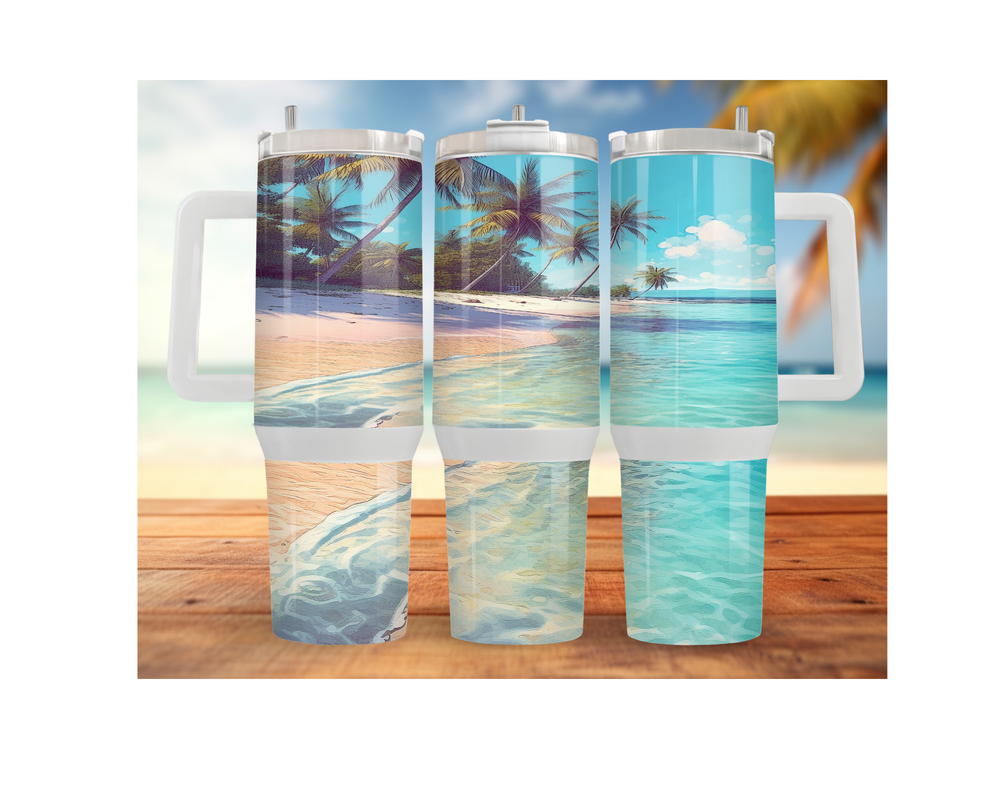 30- and 40-ounce Beachy Bliss Stainless Steel Tumbler.  Multiple Sizes and Images Available.